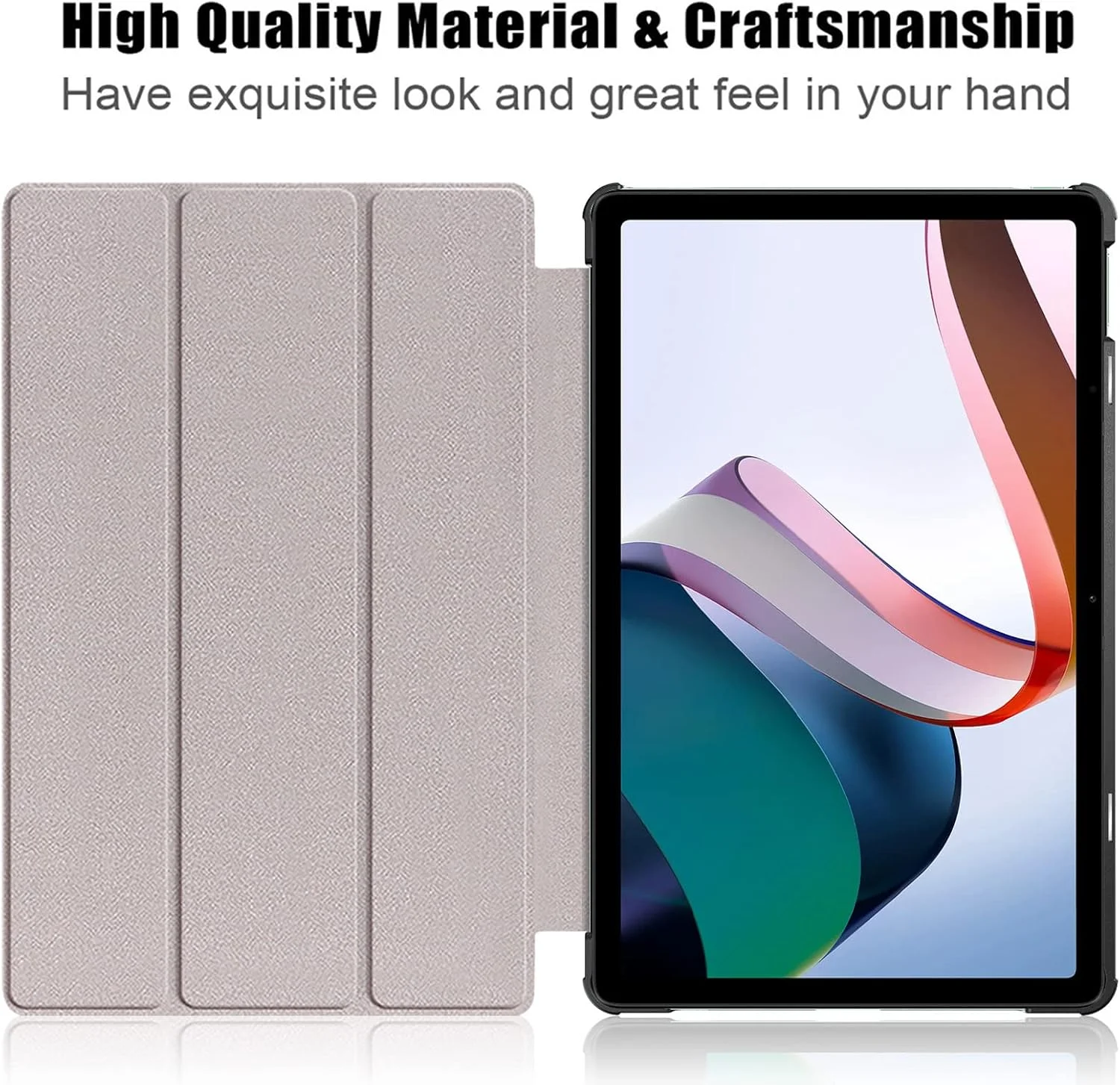 کیف محافظ تبلت LOKEKE سازگار با شیائومی Redmi Pad 10.6 اینچ 2022، کیف تبلت چرمی PU سه تایی تاشو سازگار با شیائومی Redmi Pad 10.6 اینچ 2022، با قابلیت بیدار شدن/خواب خودکار (مشکی)