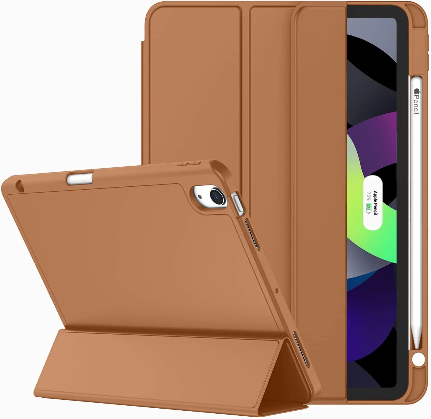 کاور آیپد ایر نسل 5/ نسل 4 مدل 2022/2020 سایز 10.9 اینچ AWH ZryXal، کاور هوشمند آیپد [پشتیبانی از Touch ID و بیدار شدن/خواب خودکار] با قابلیت شارژ خودکار قلم نسل 2 (قهوه ای)