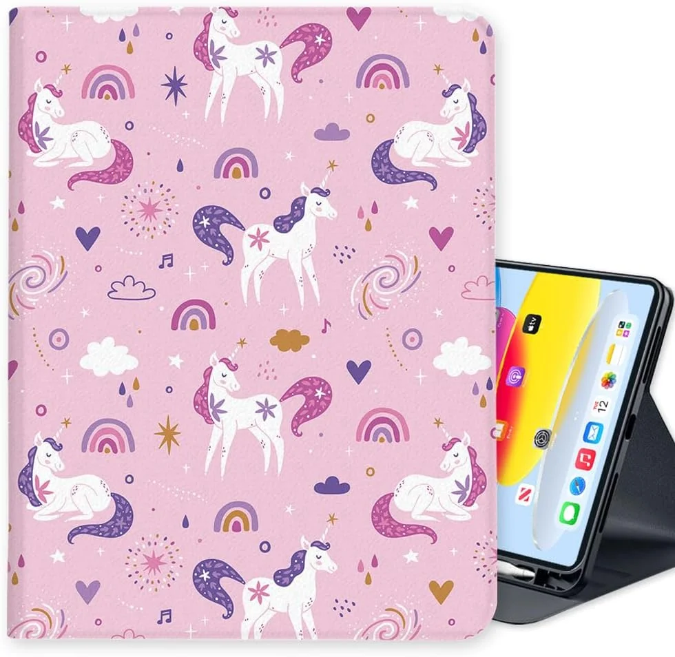 کاور آیپد LI-LOVE مناسب برای آیپد A16 11 اینچ 2025 (نسل 11)، آیپد نسل 10 10.9 اینچ 2022، کاور هوشمند با قابلیت خواب و بیدار شدن خودکار، جنس TPU نرم، طرح یونیکورن، چند زاویه ای، دارای جای قلم