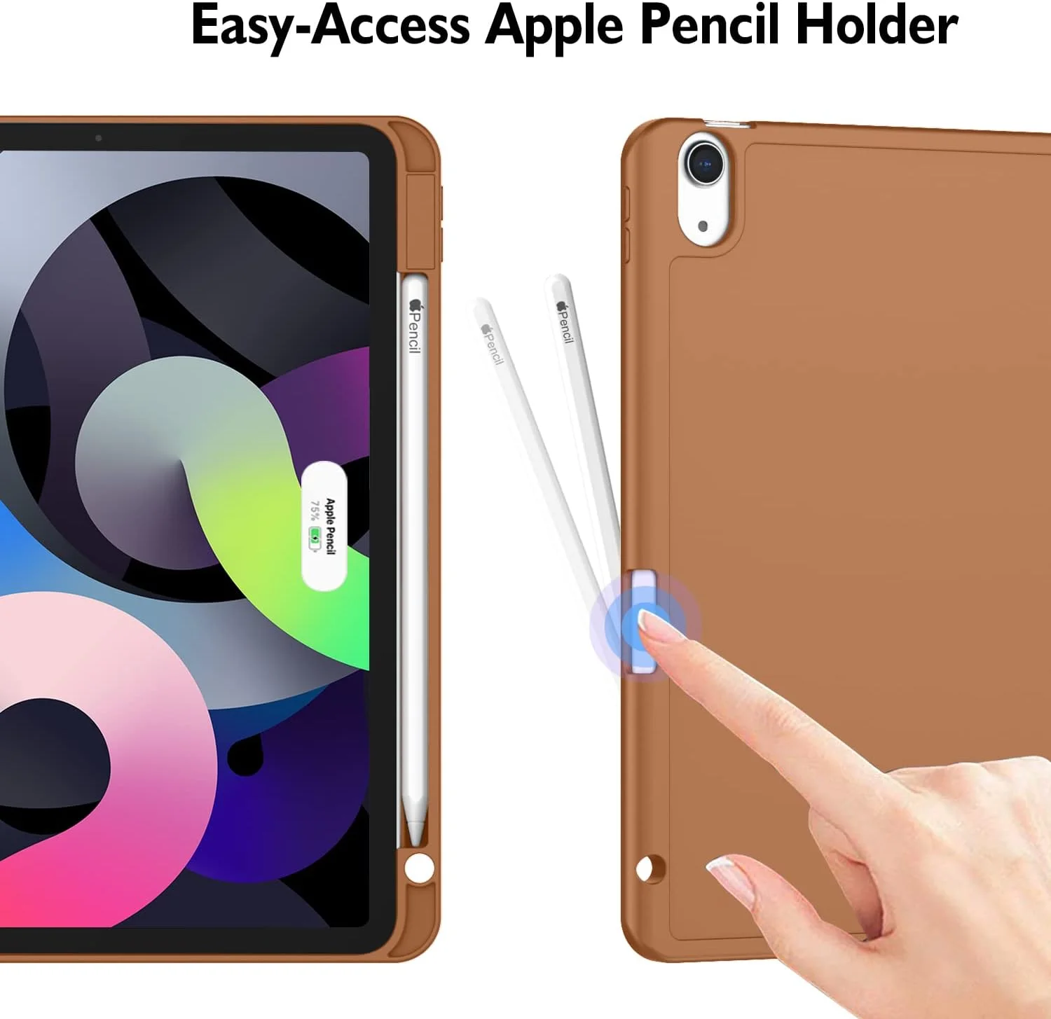 کاور آیپد ایر نسل 5/ نسل 4 مدل 2022/2020 سایز 10.9 اینچ AWH ZryXal، کاور هوشمند آیپد [پشتیبانی از Touch ID و بیدار شدن/خواب خودکار] با قابلیت شارژ خودکار قلم نسل 2 (قهوه ای)