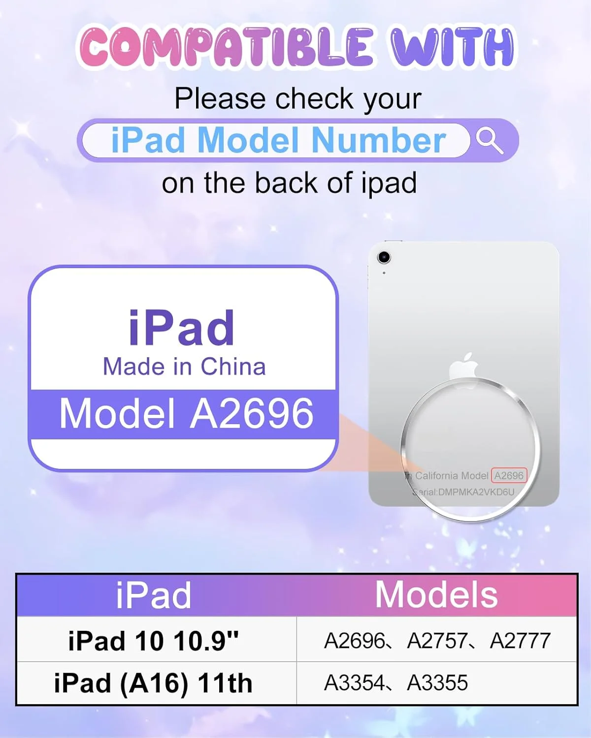 کاور آیپد نسل دهم 10.9 اینچ 2022 Kidcube - طرح پروانه سه بعدی زیبا و فانتزی دخترانه، همراه با استند چرخان و بند، سیلیکونی منحصر به فرد برای نوجوانان و بانوان