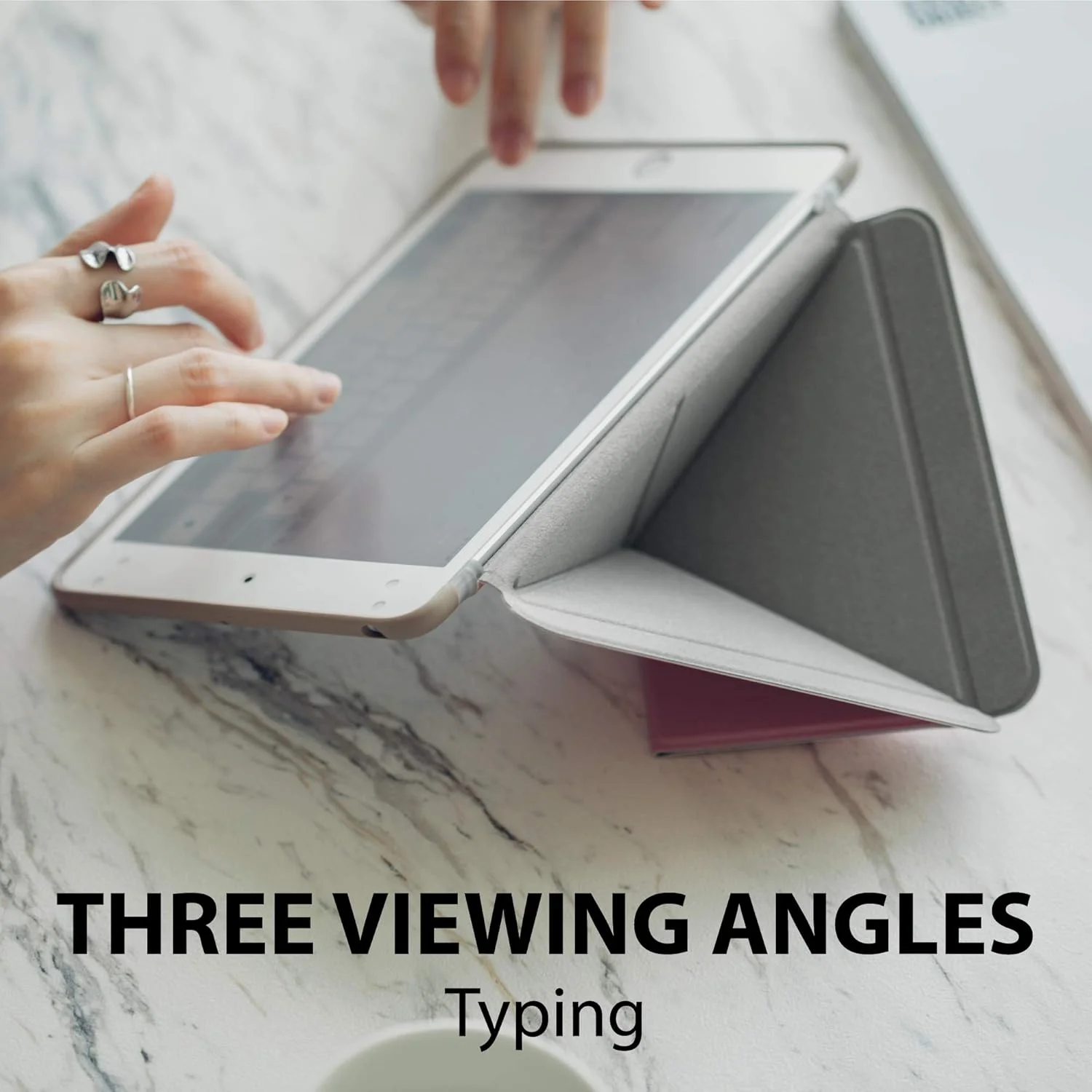 کیف Moshi VersaCover برای آیپد مینی 2019 جدید - کاور هوشمند و تاشو ممتاز - 3 زاویه دید، خواب/بیدار شدن خودکار، اتصال مغناطیسی - خاکستری