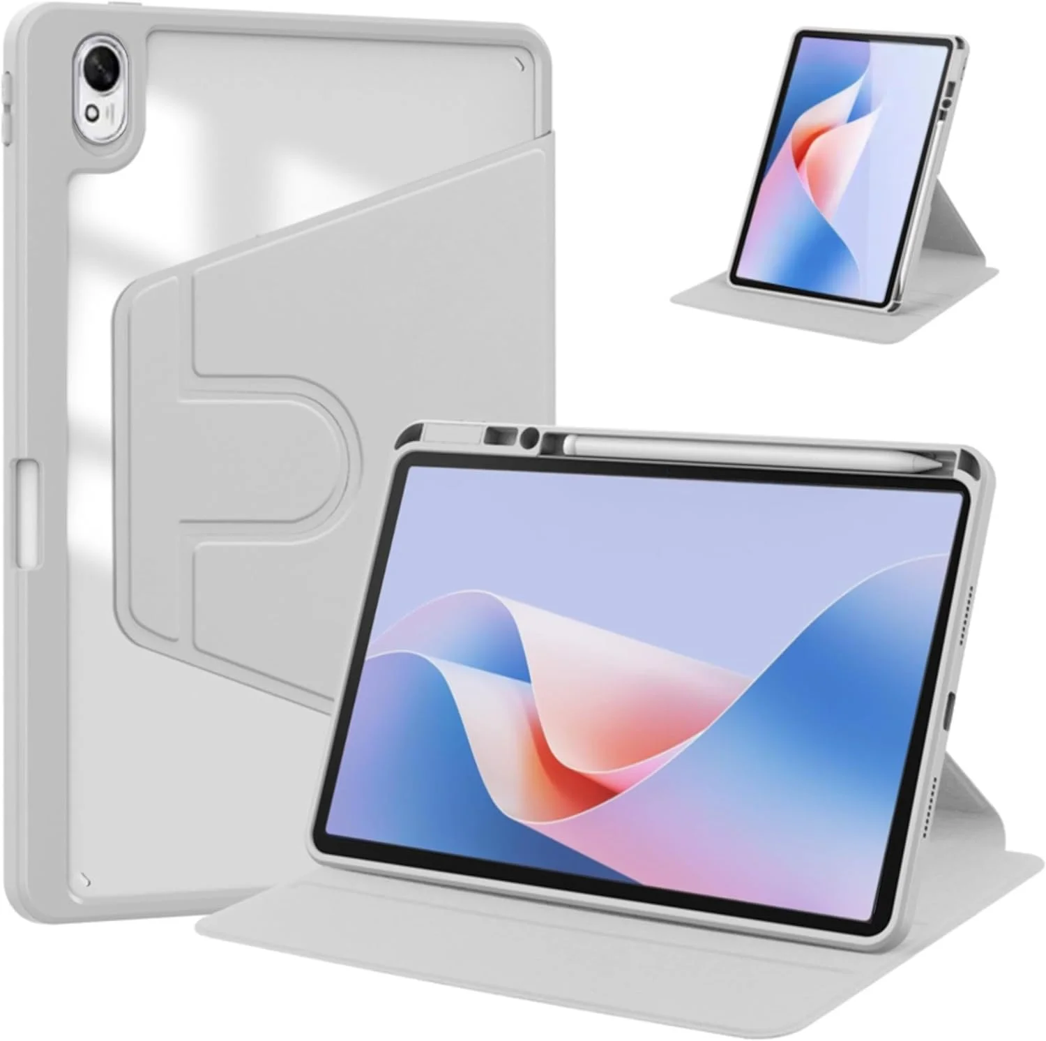 کاور هیبریدی Vurtboly سازگار با هوآوی Matepad 11.5s 2024، کاور محافظ استند دار چند زاویه ای اکریلیک شفاف PC سخت با نگهدارنده قلم برای هوآوی Matepad 11.5s 2024 (خاکستری)