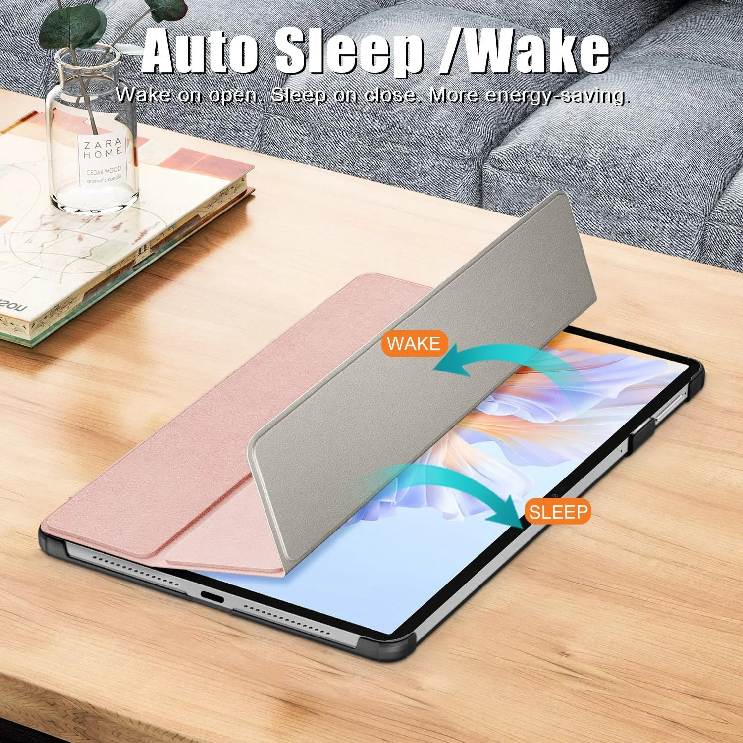 کاور چرمی PU مدل 2025 برای تبلت آنر پد V9 11.5 اینچی – کاور سه تایی ضد ضربه با پایه و بست مغناطیسی، محافظ باریک برای تبلت و قلم (صورتی)