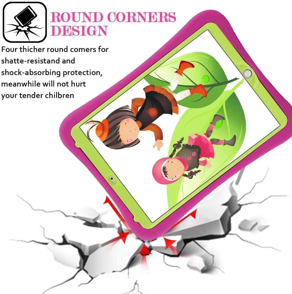 کیف آیپد 10.2 اینچی 2019/2020 مناسب کودکان، مقاوم در برابر ضربه/ضد ضربه/ضد افتادن با پایه تبلت، محافظ کودکانه برای آیپد 10.2 اینچی نسل 7 (عرضه شده در سال 2019) / نسل 8 (عرضه شده در سال 2020) (رنگ رز)