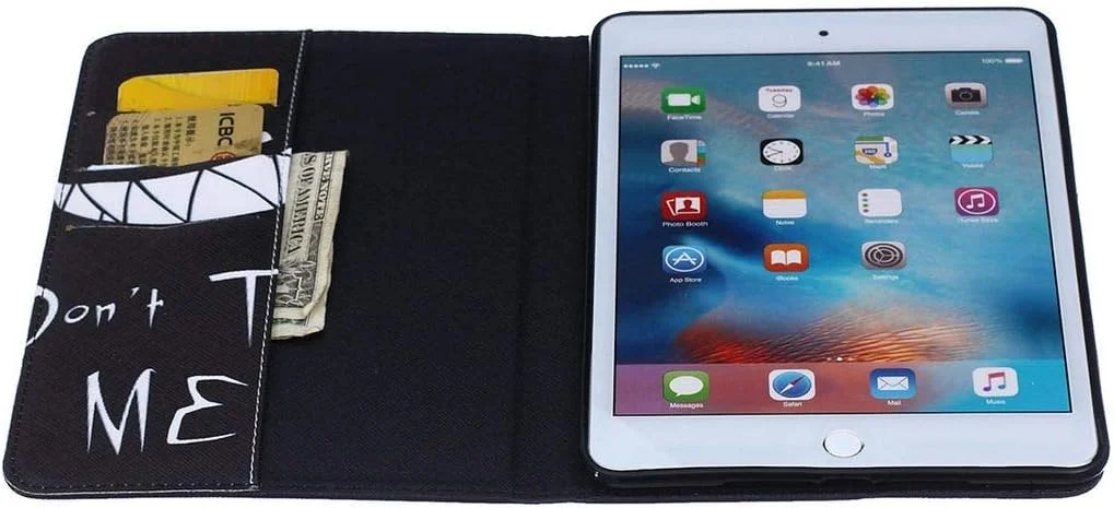 کیف آیپد مینی 4 SATURCASE، طرح خنده دار لبخند، کیف محافظ چرمی PU با قابلیت تبدیل به استند، مناسب برای آیپد مینی 4 اپل