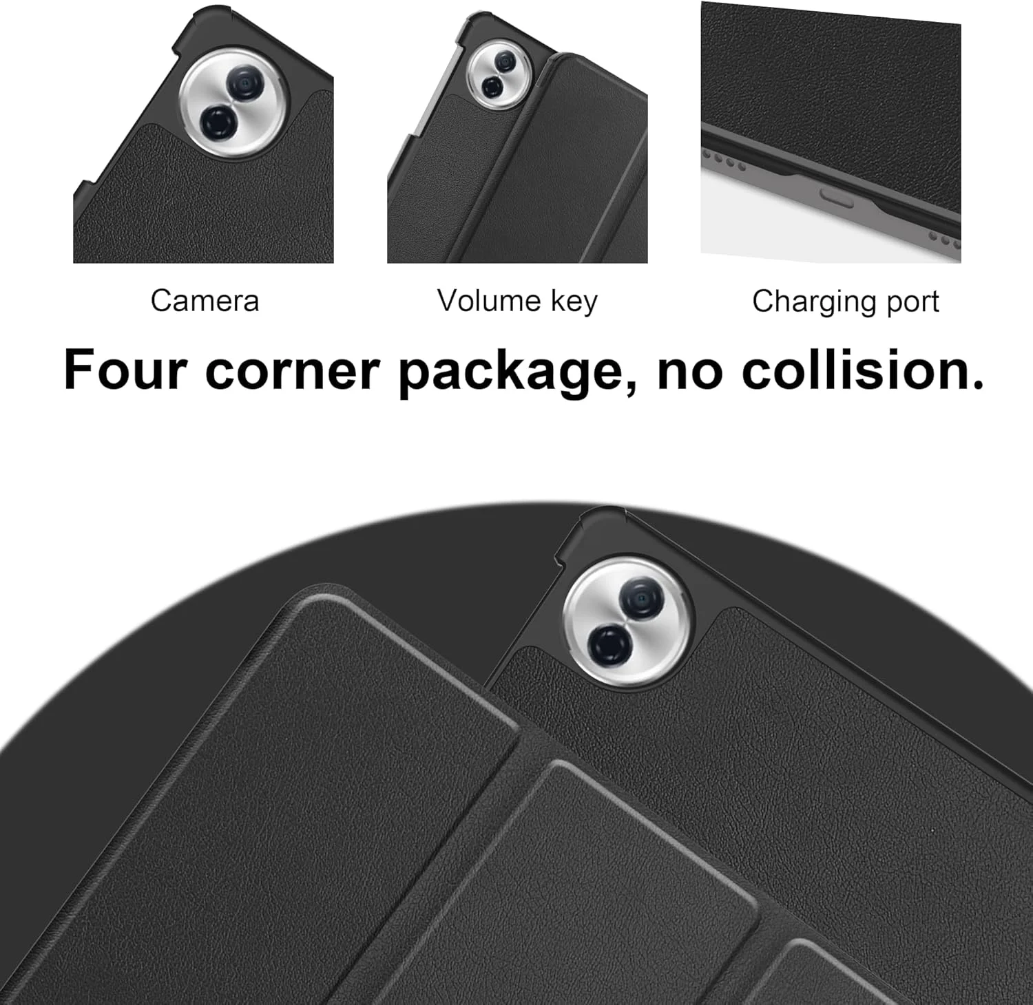 کاور تبلت Rojeuinn برای Honor Pad 10 12.1 اینچ 2025 + محافظ صفحه نمایش شیشه ای - مشکی