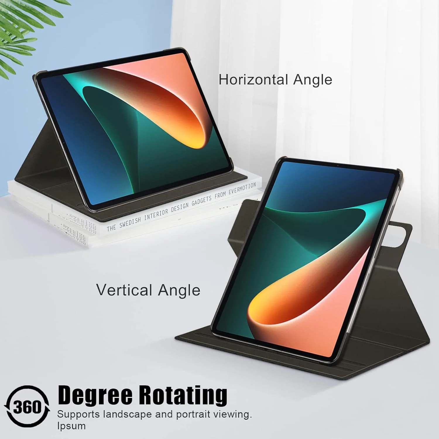 کاور محافظ تبلت شیائومی پد 5 پرو 11 اینچی LOKEKE، کیف تبلت چرمی PU سه تایی تاشو سازگار با شیائومی پد 5/5 پرو 11 اینچی، با عملکرد استند و قابلیت بیدار/خواب خودکار (مشکی)