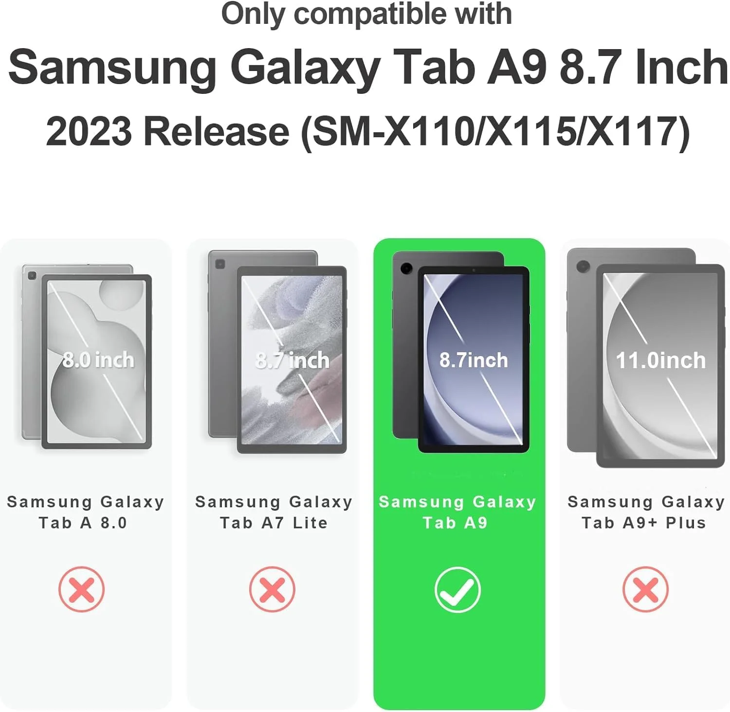 کاور آواکوت برای تبلت سامسونگ گلکسی تب A9 سایز 8.7 اینچ مدل 2023، کاور محافظ باریک و هوشمند با پشت سخت برای تبلت سامسونگ گلکسی تب A9، مشکی