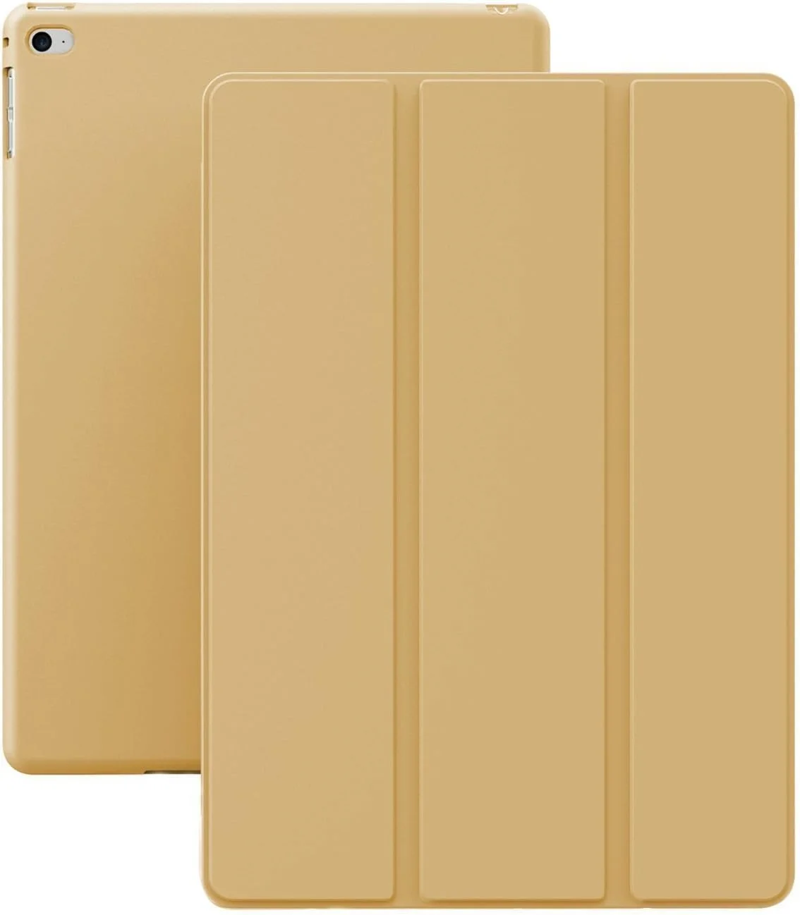 کاور محافظ آیپد ایر 2 مدل KHOMO سری DUAL - کاور فوق العاده باریک با قابلیت بیدار شدن/به خواب رفتن خودکار برای تبلت اپل آیپد ایر نسل دوم، طلایی (ip-air-2-gold-2)