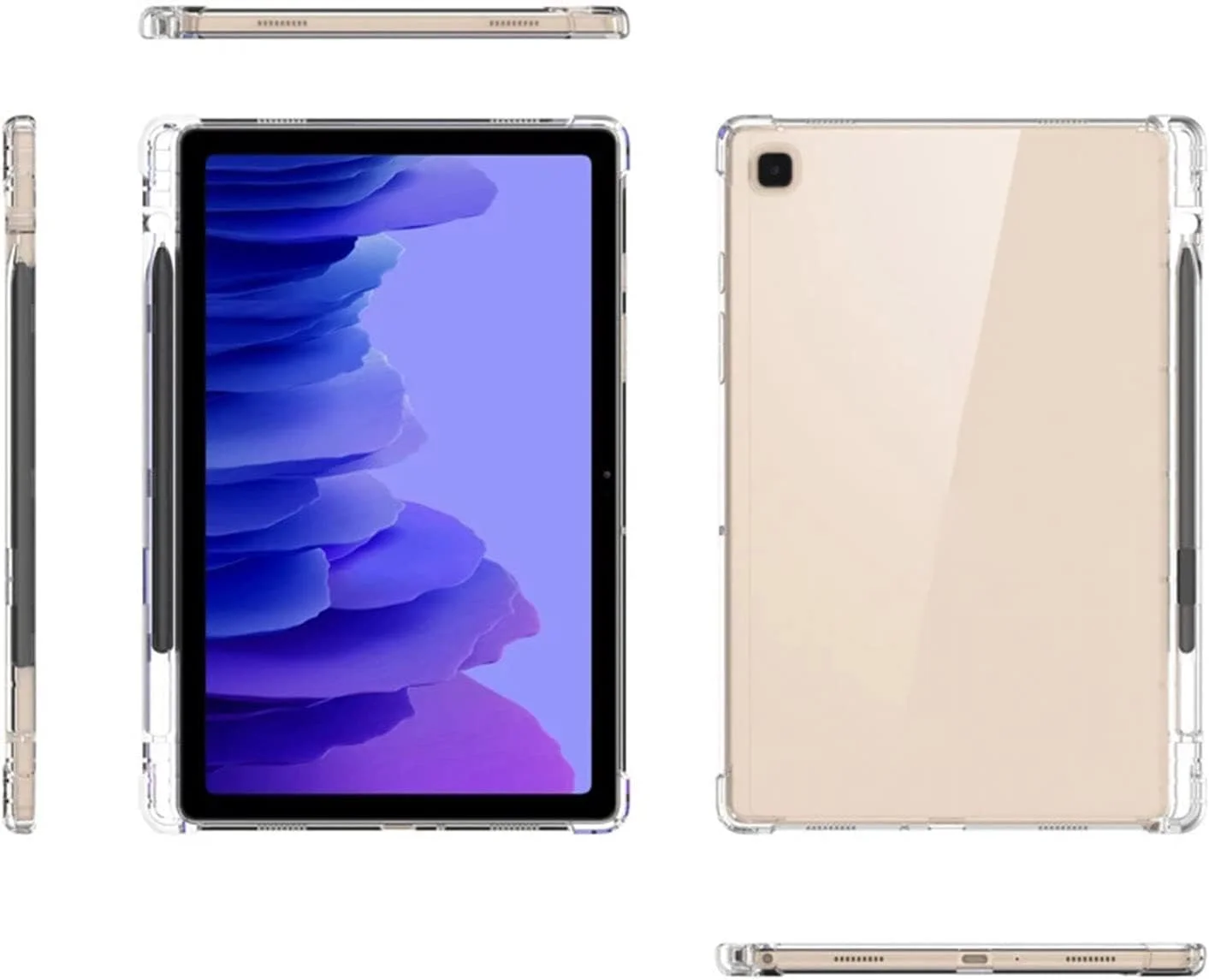 کاور محافظ تبلت سامسونگ گلکسی تب S6 Lite سایز 10.4 اینچ مدل 2022/2020، کاور شفاف، دارای جای قلم، جنس TPU نرم، ضد ضربه و ضد لغزش (شفاف)