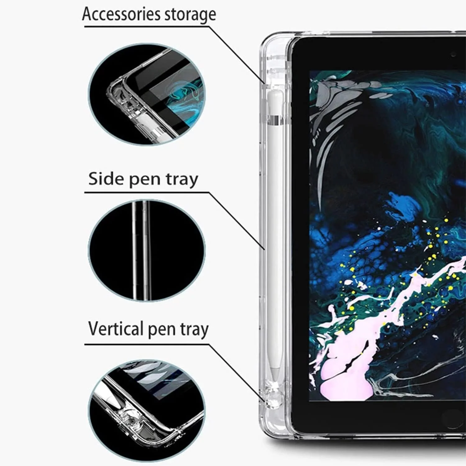 کاور محافظ تبلت سامسونگ گلکسی تب S6 Lite سایز 10.4 اینچ مدل 2022/2020، کاور شفاف، دارای جای قلم، جنس TPU نرم، ضد ضربه و ضد لغزش (شفاف)