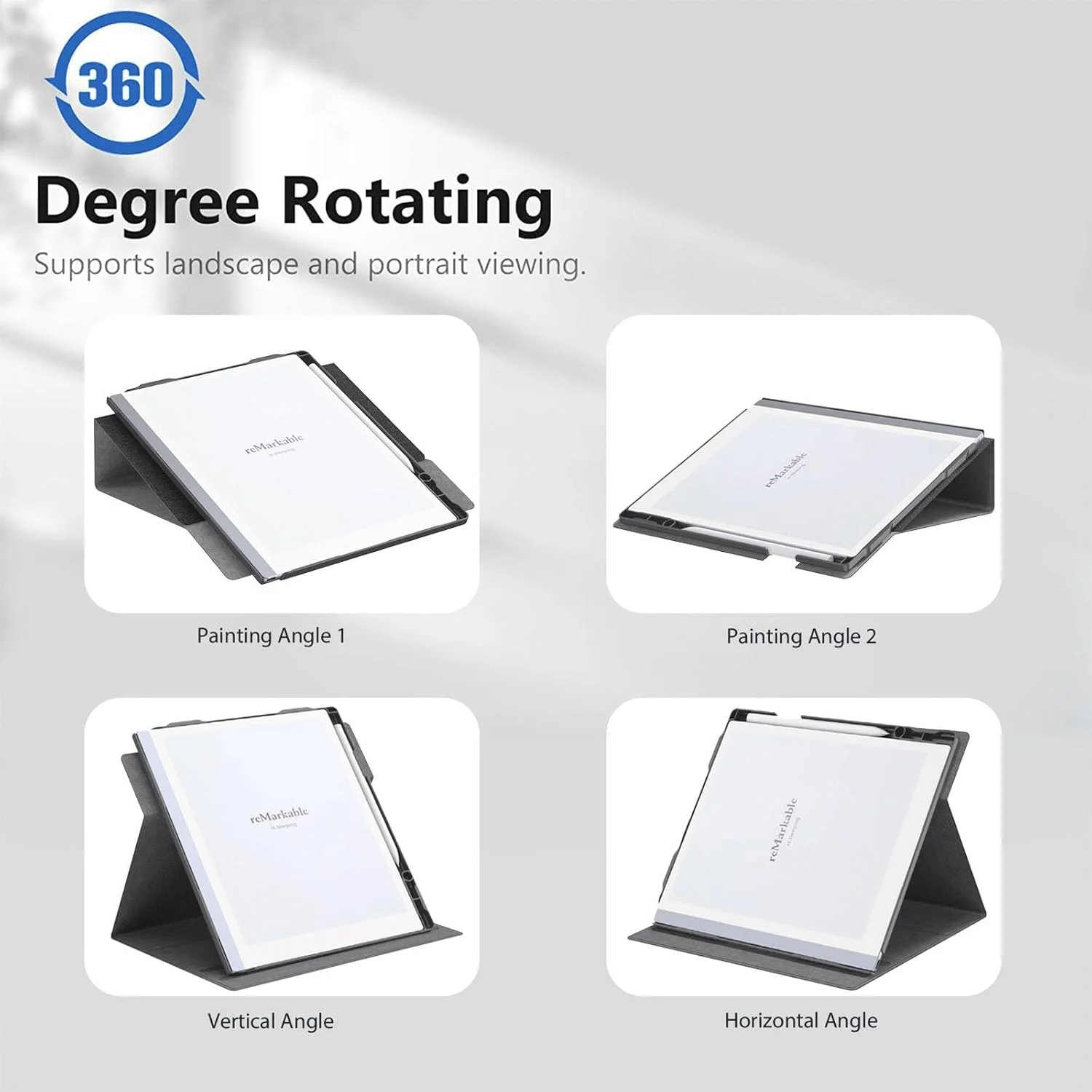 کاور استند دار Vurtboly سازگار با تبلت Remarkable 2 PaperTablet به همراه جای قلم، کاور محافظ پشتی سخت با قابلیت تنظیم چند زاویه دید برای تبلت Remarkable 2 Paper Tablet 10.3 اینچی عرضه شده در سال 2020