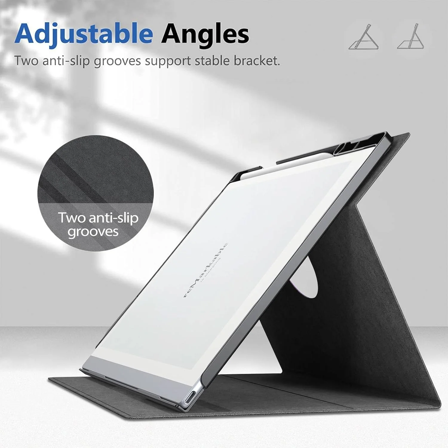 کاور استند دار Vurtboly سازگار با تبلت Remarkable 2 PaperTablet به همراه جای قلم، کاور محافظ پشتی سخت با قابلیت تنظیم چند زاویه دید برای تبلت Remarkable 2 Paper Tablet 10.3 اینچی عرضه شده در سال 2020