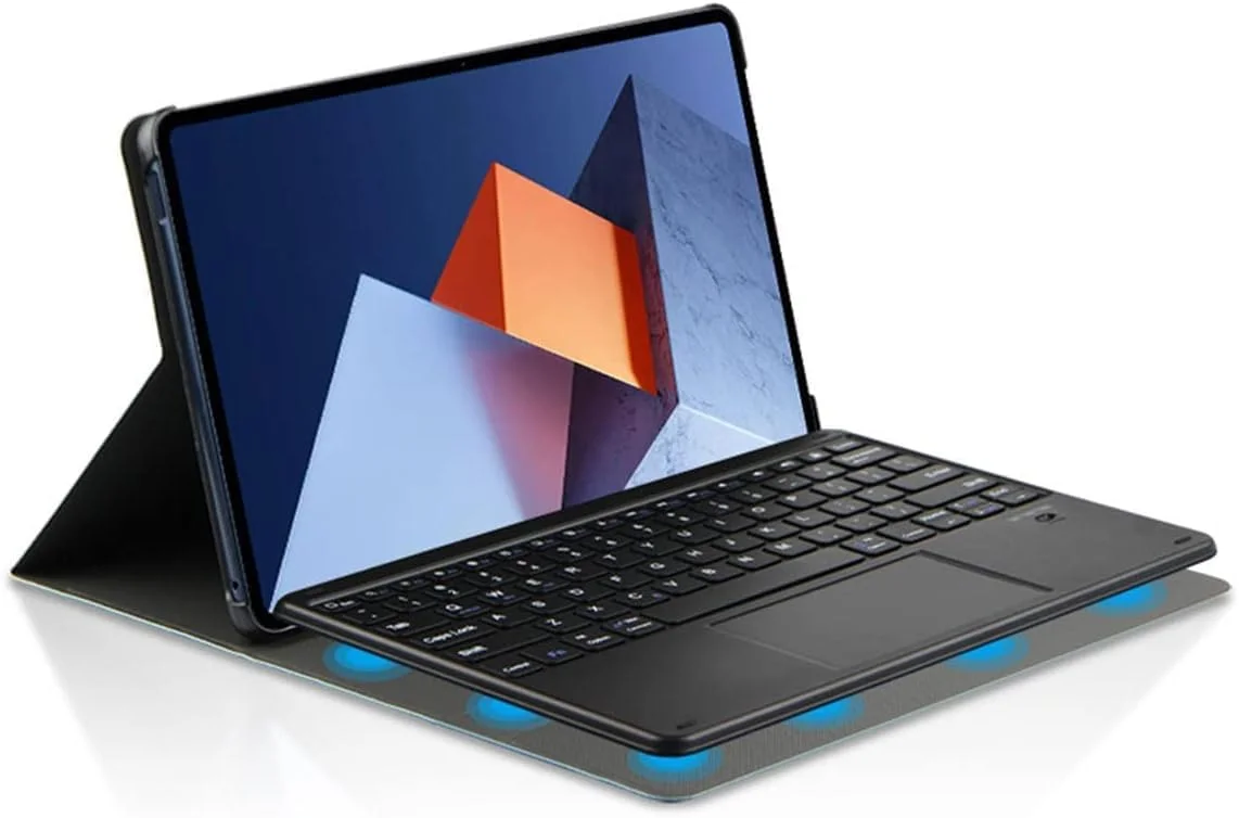 کاور کیبورد Gruattreay سازگار با HUAWEI MateBook E 2023 12.6 اینچ DRR-W76 با کیبورد بی سیم بلوتوثی تبلت PC، کاور محافظ با تاچ پد، کاور استند چرمی PU (خاکستری)