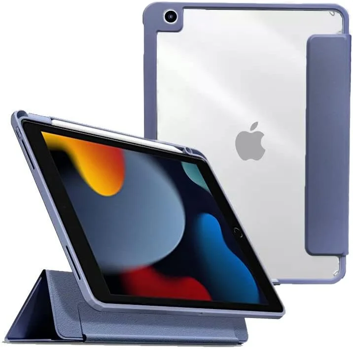 کاور محافظ هیبریدی آهنربایی جداشدنی ProElite برای آیپد 10.2 اینچ 2021 نسل 9/8/7 به همراه جای قلم، یاسی [پشت شفاف]