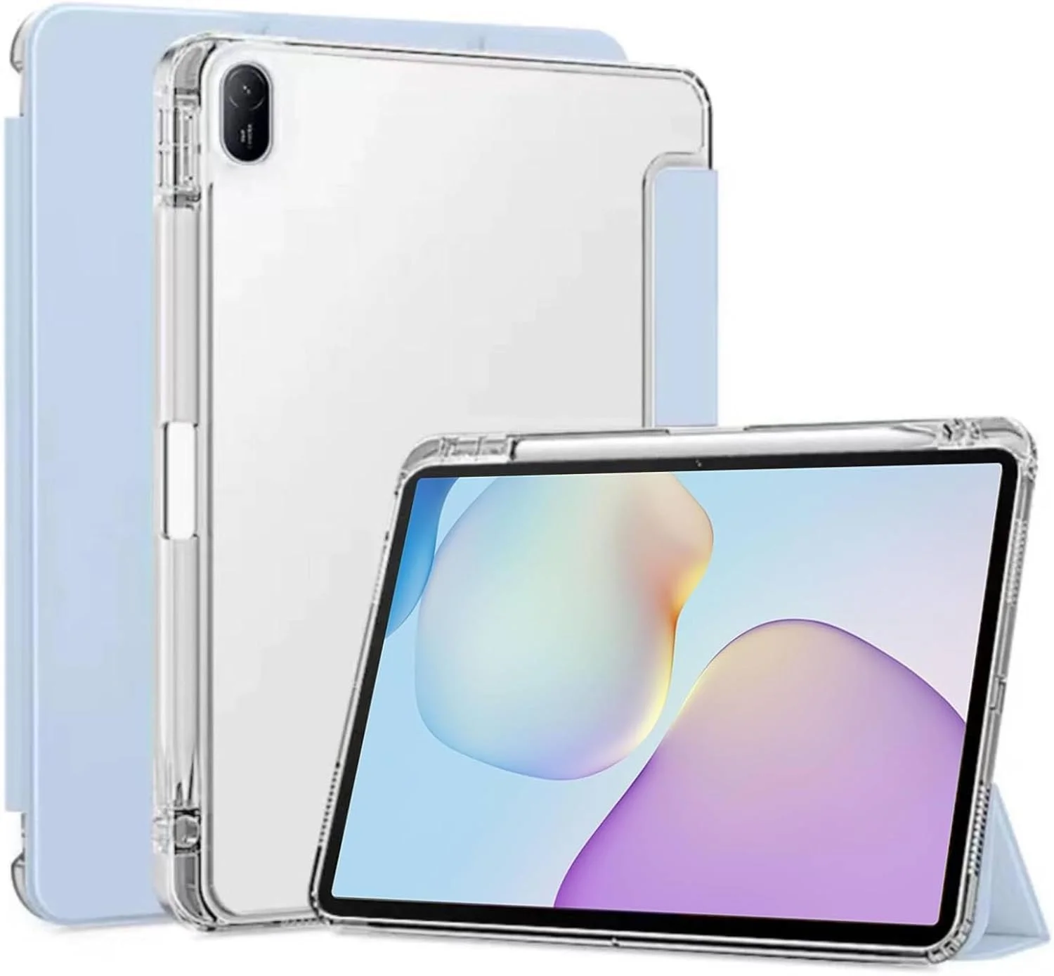 کاور نسلين سازگار با هوآوی MatePad 11.5" 2025/2023، قاب با جای مدادی، کاور باریک و سبک TPU ضد ضربه، محافظ پشت شفاف برای هوآوی MatePad 11.5" 2025 (آبی)