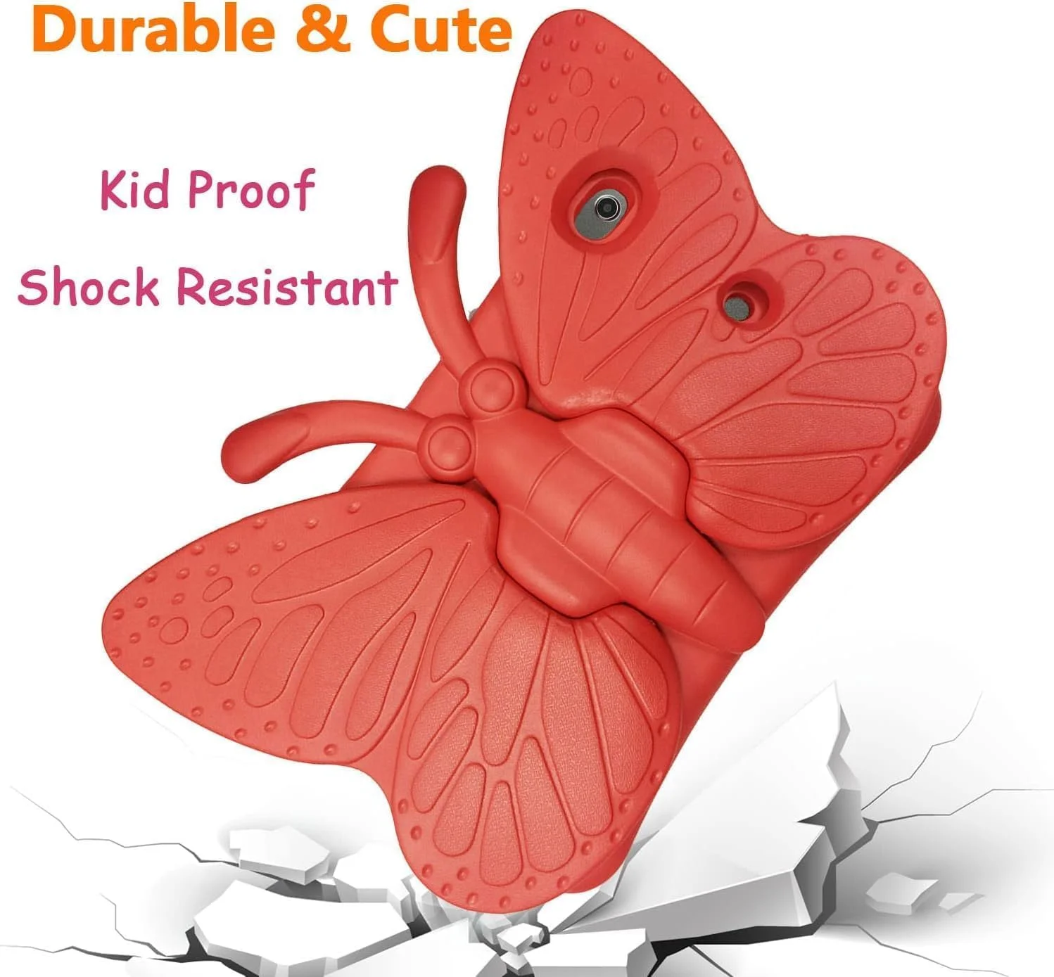 کاور کودکانه آیپد 10.2 اینچی ELTERAZONE، کاور آیپد نسل 7 برای کودکان، کاور محافظ تبلت فوم سبک و مقاوم در برابر ضربه با دسته و پایه، مناسب کودکان برای آیپد 10.2 اینچی اپل و ایر 3 (قرمز)