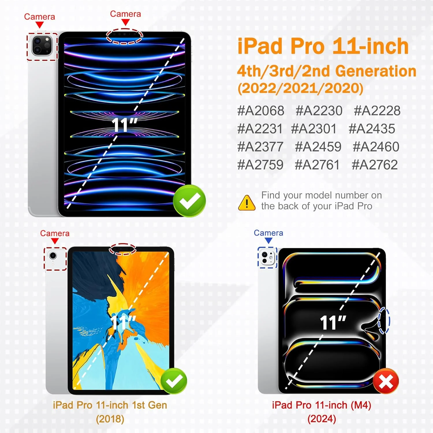 کاور May Chen برای آیپد پرو 11 اینچ M2 نسل 4 سال 2022، آیپد پرو 11 نسل 3/2/1، با پوشش پشتی شفاف ضد ضربه [دارای جای قلم داخلی، حالت خواب/بیدار خودکار، طرح گلدار انتزاعی]