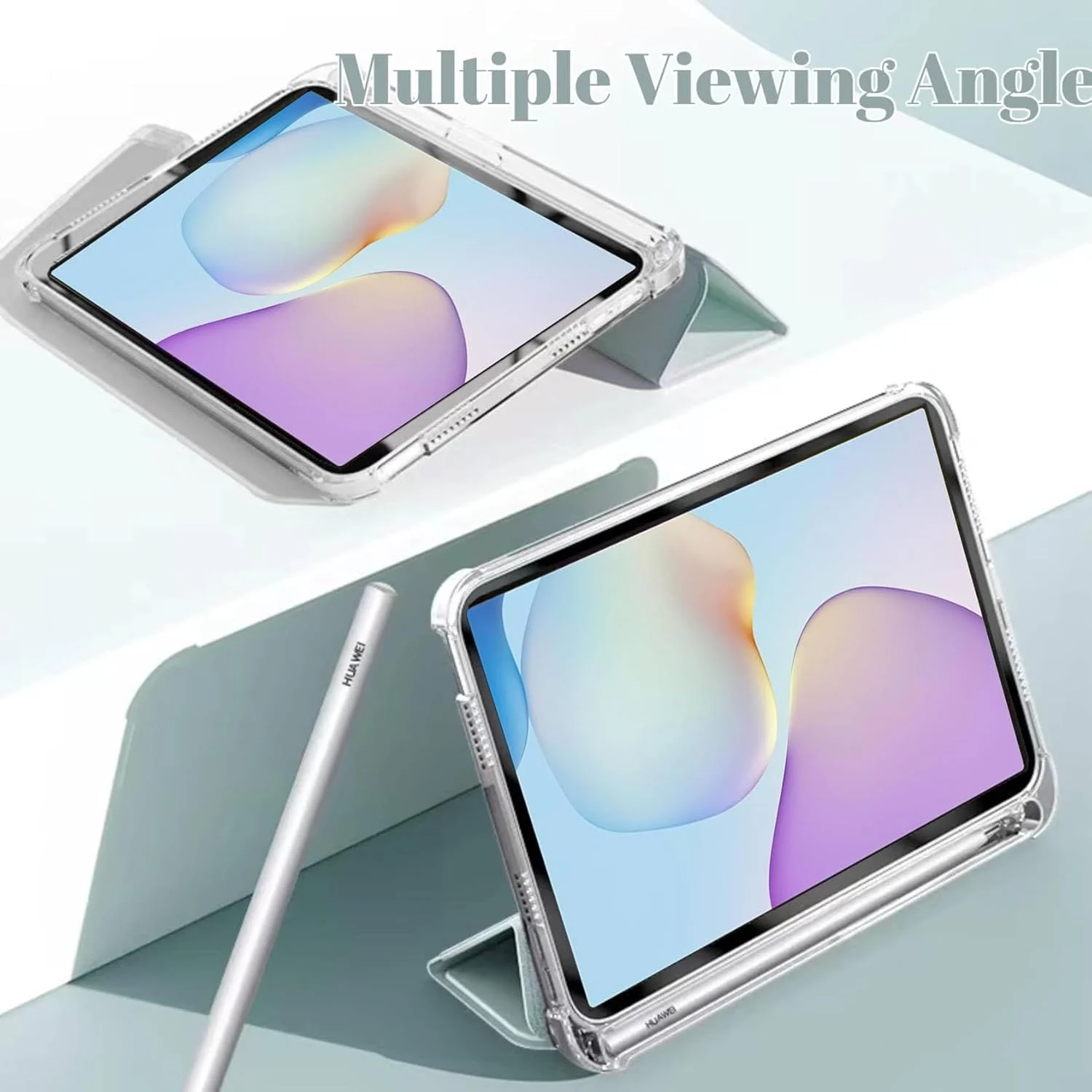 کاور نسلين سازگار با هوآوی MatePad 11.5" 2025/2023، قاب با جای مدادی، کاور باریک و سبک TPU ضد ضربه، محافظ پشت شفاف برای هوآوی MatePad 11.5" 2025 (آبی)