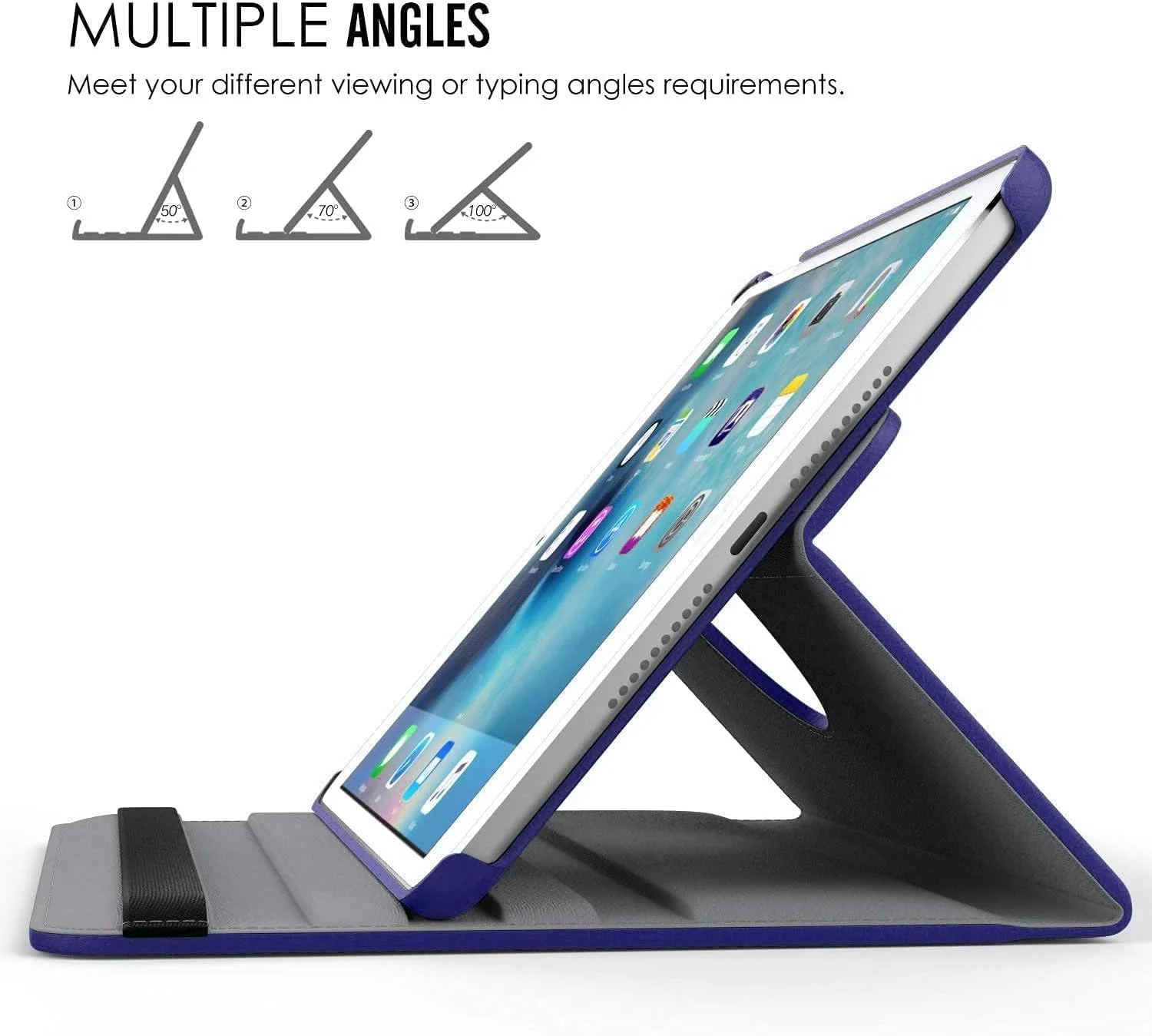 SmartGrist Compatible with iPad 2018 9.7" - iPad Air 2 Leather Case - 360 Degree Rotating Stand Smart Cover with Auto Sleep Wake for Apple iPad Air or New iPad 9.7 Inch 2017 Tablet - Black