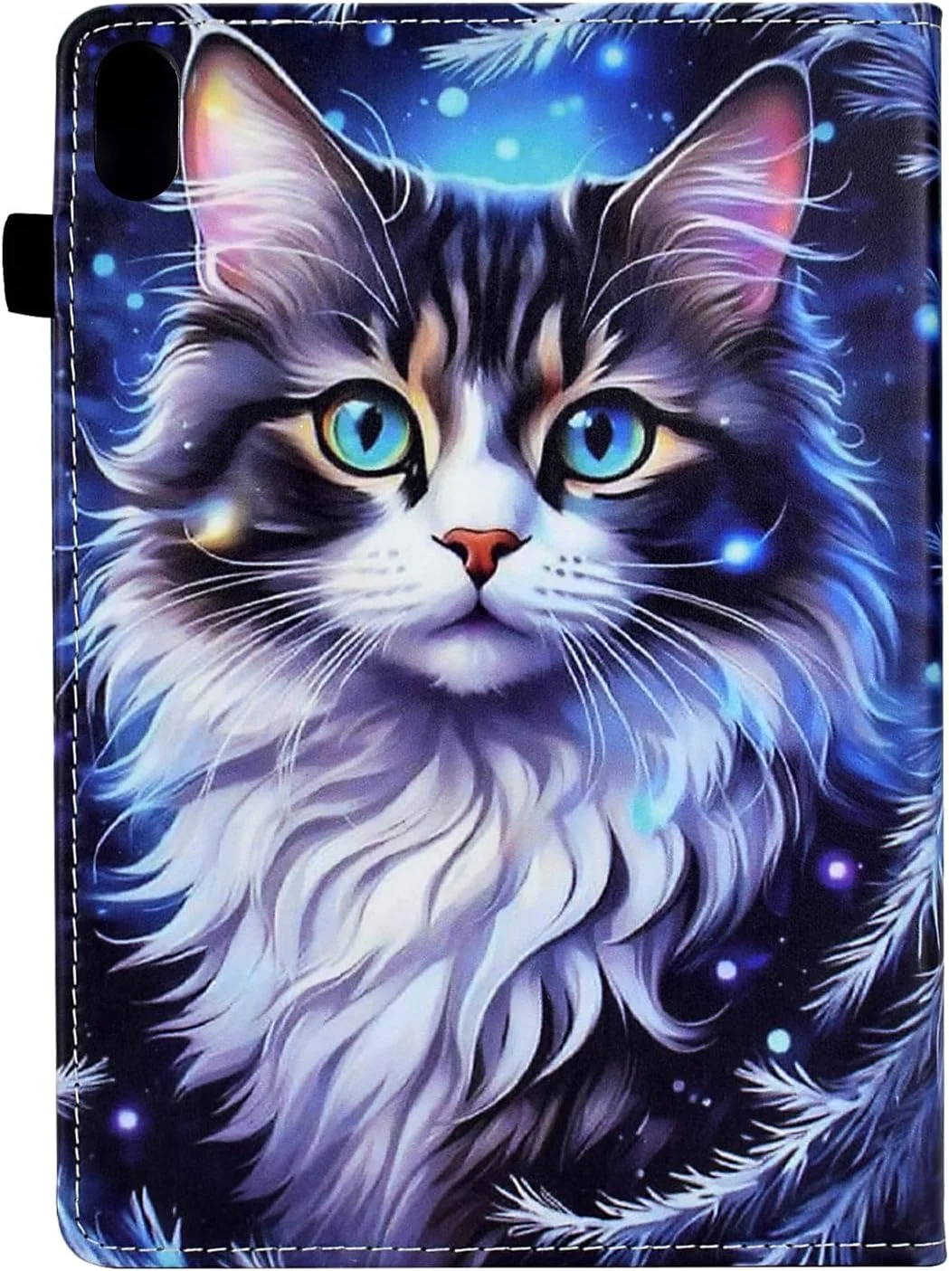 کیف تبلت TEDTIKJT مناسب برای آیپد نسل 10 با صفحه نمایش 10.9 اینچ (مدل 2022)، جلد کتابی چرمی PU با قابلیت استند و محافظت چرخشی، طرح گربه ببری