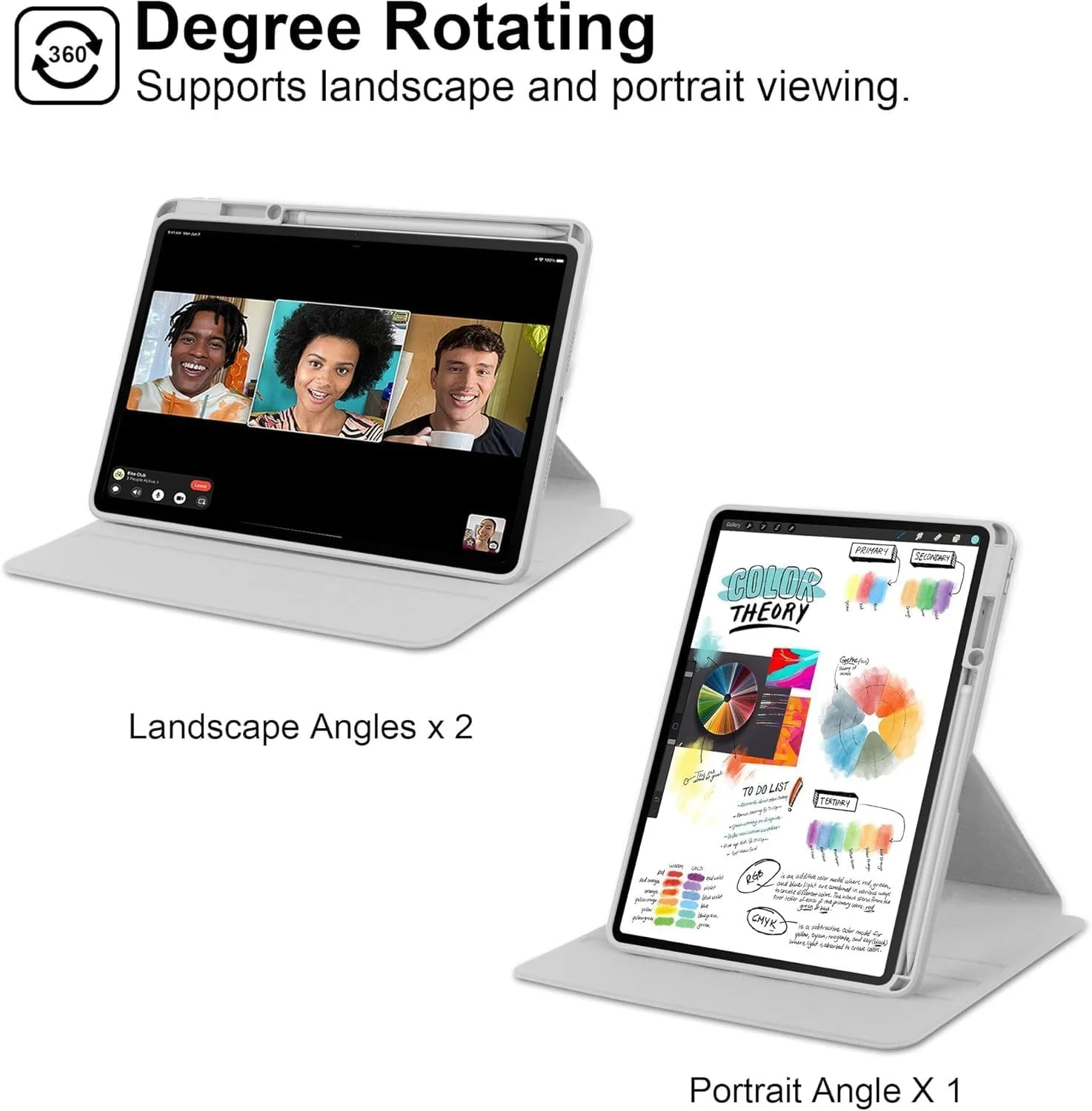 کیف چرخشی GBUFIYSN برای Huawei MatePad SE 11 اینچ 2024 با جای قلم، چرخش 360 درجه، پایه محافظ تبلت هوشمند، جلد باریک و سخت، پشت شفاف، حالت بیدار/خواب خودکار (خاکستری)