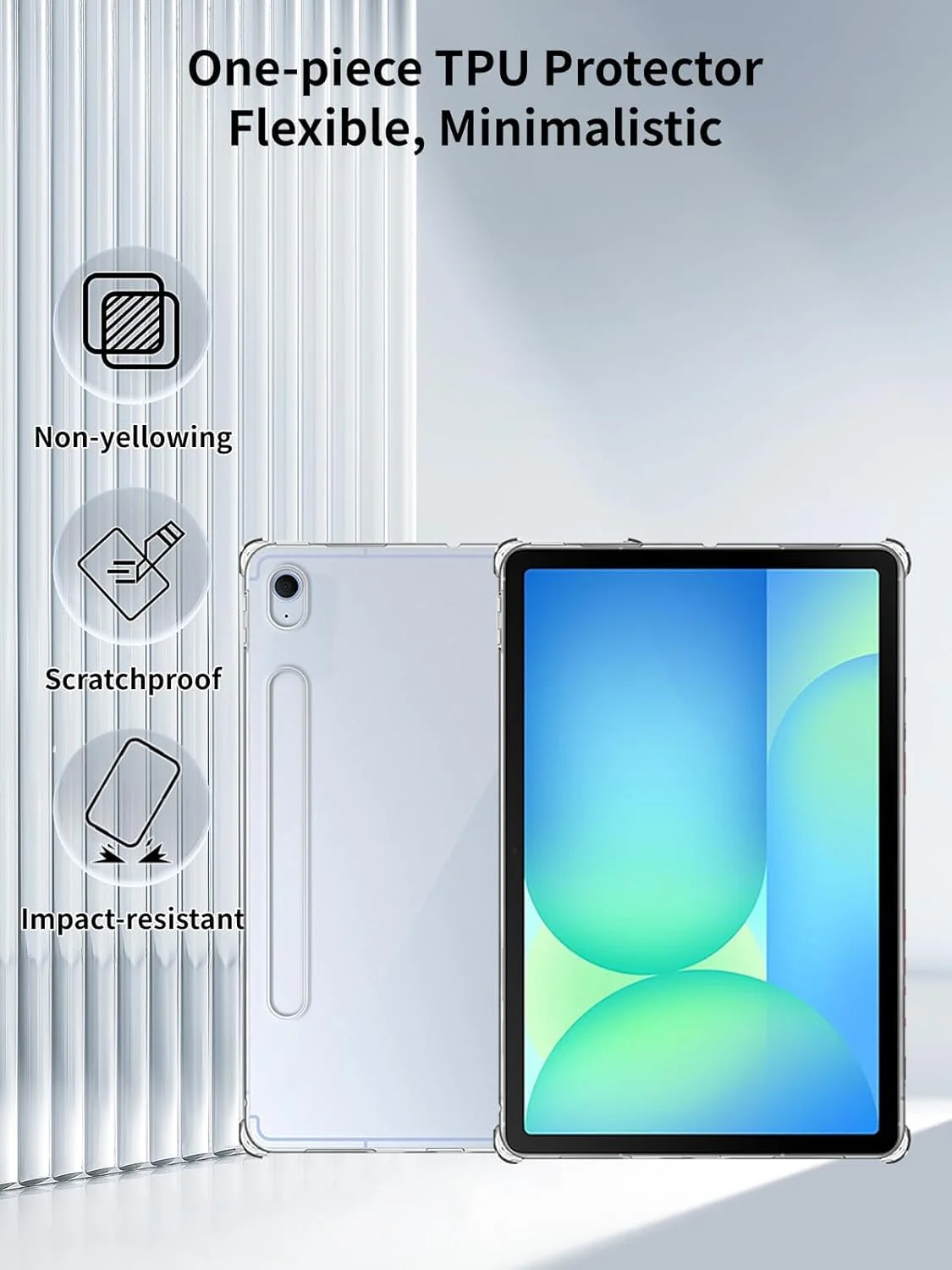 کاور شفاف برای تبلت سامسونگ گلکسی تب S10 FE Plus ۱۳.۱ اینچ ۲۰۲۵، محافظت از سقوط با ایربگ، سیلیکونی انعطاف پذیر TPU ضد ضربه، کاور باریک و ضد خش تبلت
