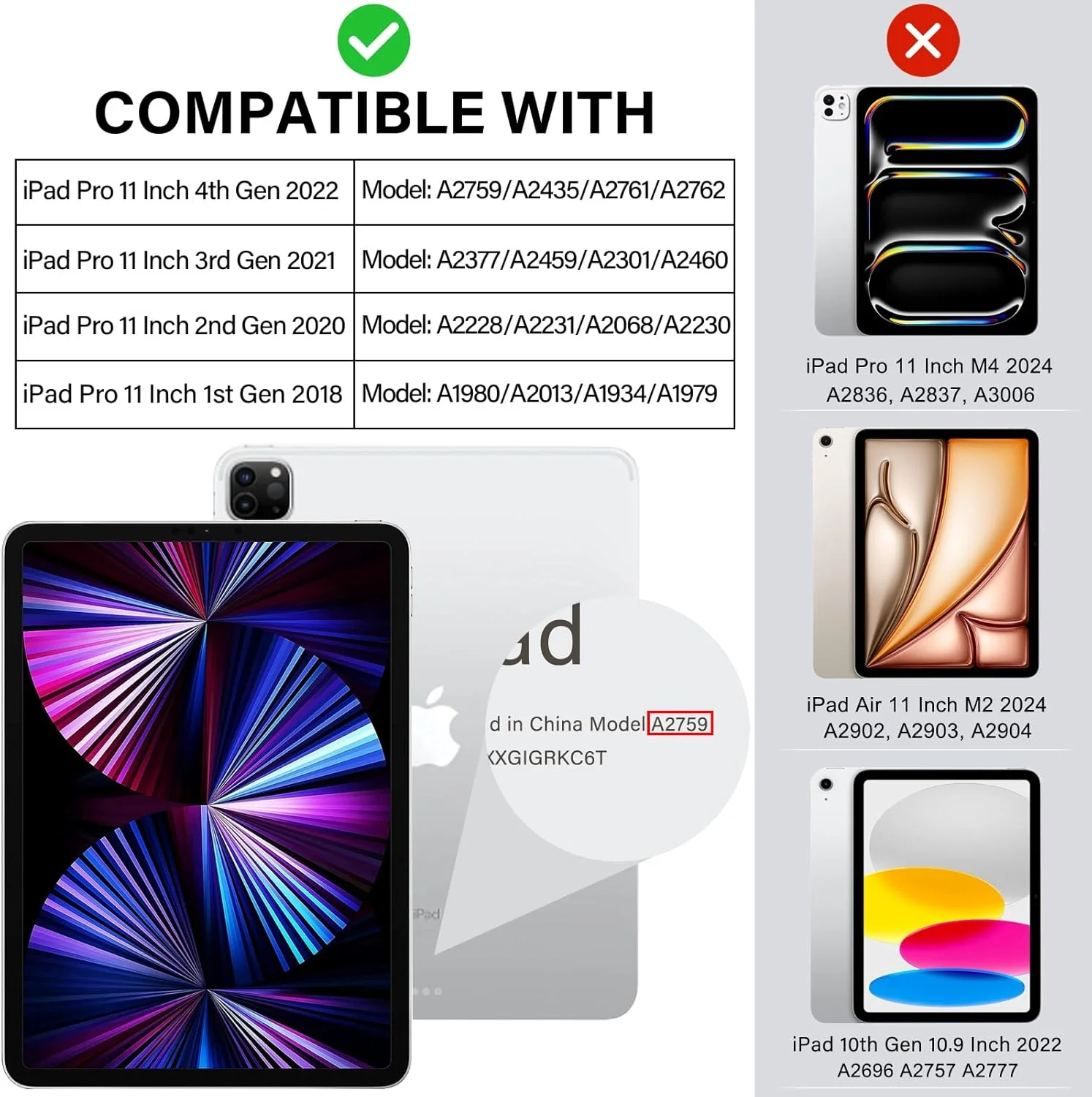 کیف محافظ آیپد پرو ۱۱ اینچ نسل ۴/۳/۲ با جای قلم، کاور هوشمند مغناطیسی برای آیپد پرو ۱۱" ۲۰۲۲/۲۰۲۱/۲۰۲۰/۲۰۱۸، کیف محافظ تبلت ضد ضربه با قابلیت بیدار/خواب خودکار (سبز نیمه شب)