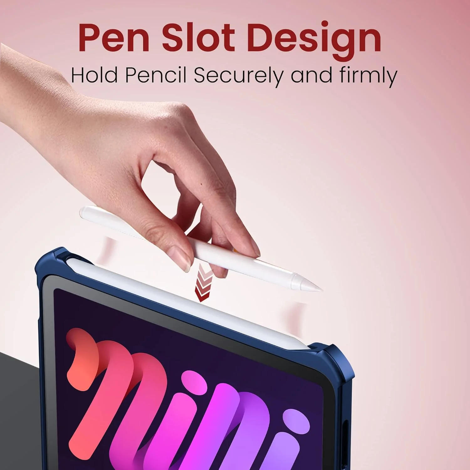 کاور محافظ ضد ضربه و مقاوم Moxedo با پایه نگهدارنده و جای قلم، سازگار با آیپد مینی 6 2021 (آبی تیره)