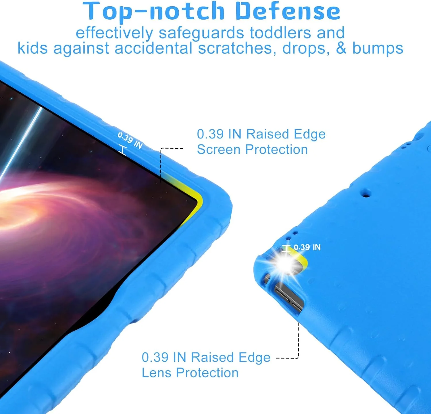 کیف محافظ آیپد پرو 12.9 اینچی BILLISGOVA مناسب کودکان، نسل اول و دوم (سال 2015 و 2017)، با جای قلم و محافظت عالی، رنگ آبی