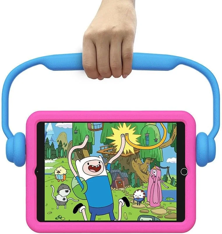 کیف تبلت کودکانه نکست استور سازگار با آیپد مینی 1/2/3/4/5، کاور محافظ ضد ضربه با دسته منحصر به فرد به شکل هدفون و پایه های دوگانه، طراحی سبک وزن برای پسران و دختران (خاکستری)