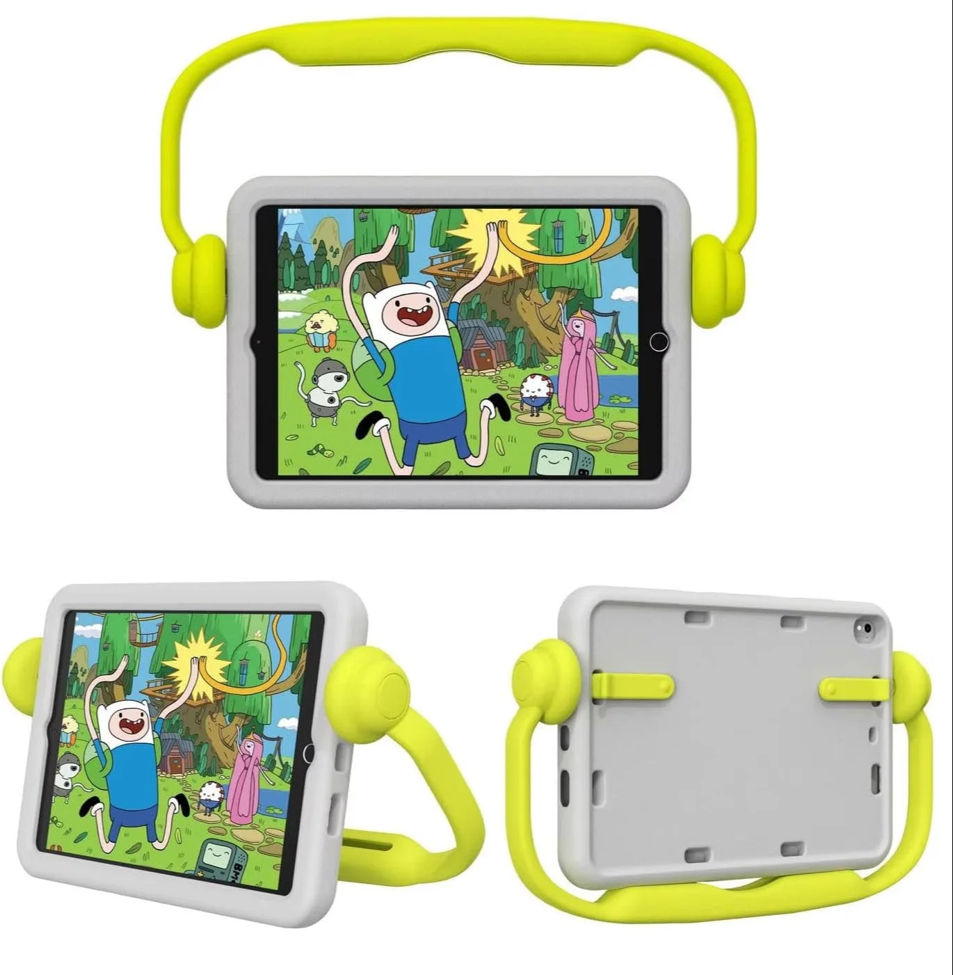 کیف تبلت کودکانه نکست استور سازگار با آیپد مینی 1/2/3/4/5، کاور محافظ ضد ضربه با دسته منحصر به فرد به شکل هدفون و پایه های دوگانه، طراحی سبک وزن برای پسران و دختران (خاکستری)
