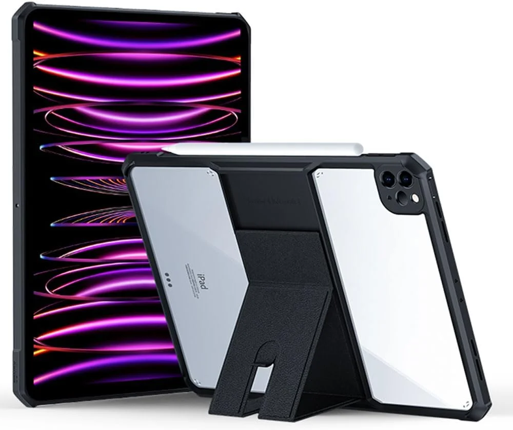 TECHGEAR Tough Case for Apple iPad Pro 12.9 2022/2021 (iPad Pro 12.9" 6th / 5th Generation) Premium Slim Hybrid Tough Rugged Protective Bumper Case With Stand, Heavy Duty Protection with Clear Back
