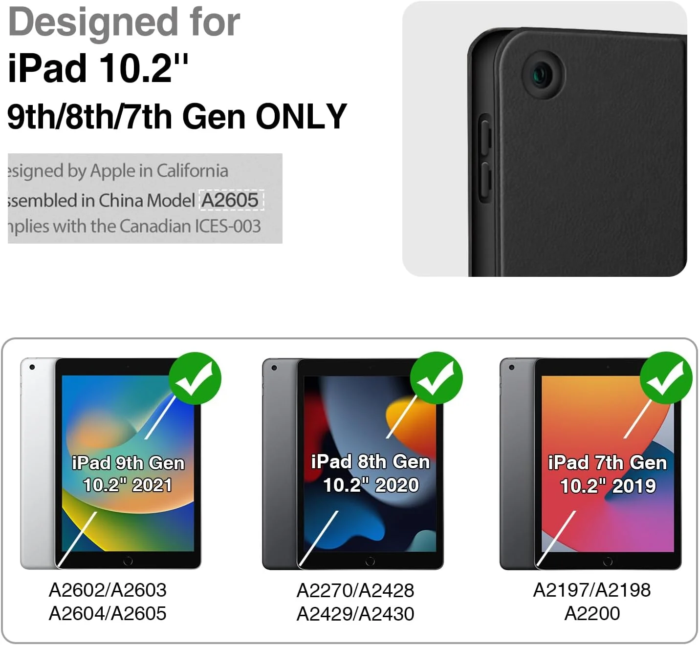 Antbox Tablet Case for iPad 10.2 8th Gen (2020)/7th Gen (2019) with Built-in Apple Pencil Holder Auto Sleep/Wake Function PU Leather Stand Smart Cover(Black)