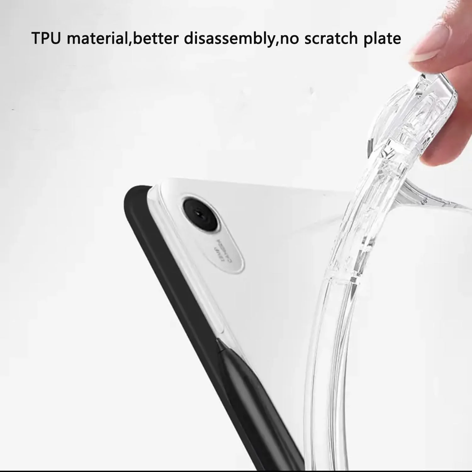 Tujibeay Cover Compatible with Honor Pad X8a 11 inch 2024 Case with Pencil Holder Auto Sleep Wake Triple Fold Transparent Case (Gray)