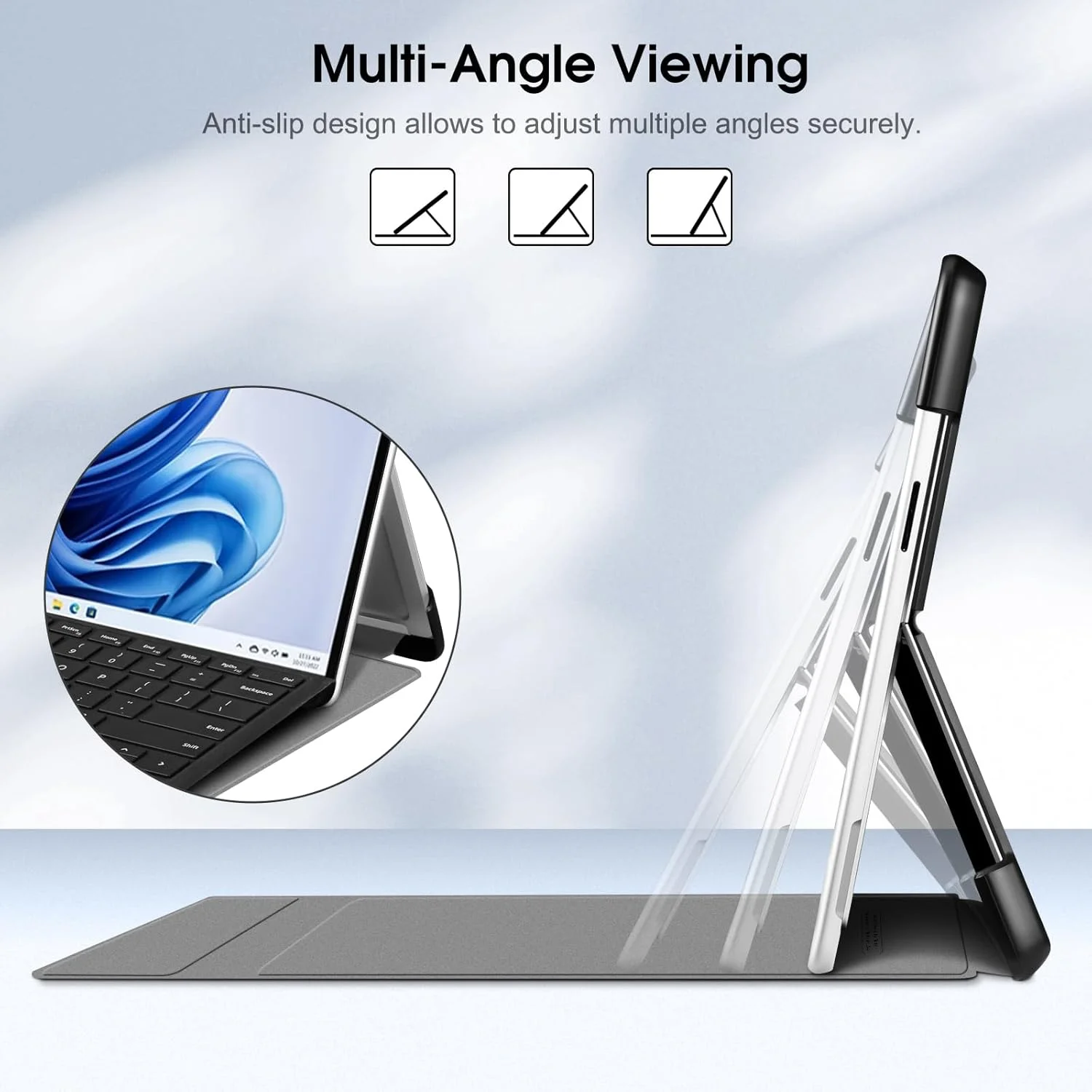 Fintie Protective Case for 13 Inch Microsoft Surface Pro 9 / Pro 9 5G (2022 Release) - Multiple Angle Viewing Hard Shell Slim Portfolio Cover Compatible with Type Cover Keyboard, Composition Book