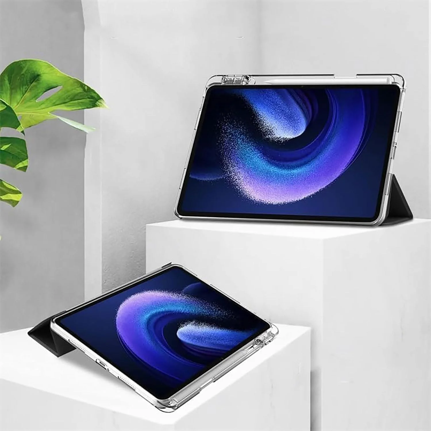 Tujibeay Cover Compatible with Honor Pad X8a 11 inch 2024 Case with Pencil Holder Auto Sleep Wake Triple Fold Transparent Case (Gray)