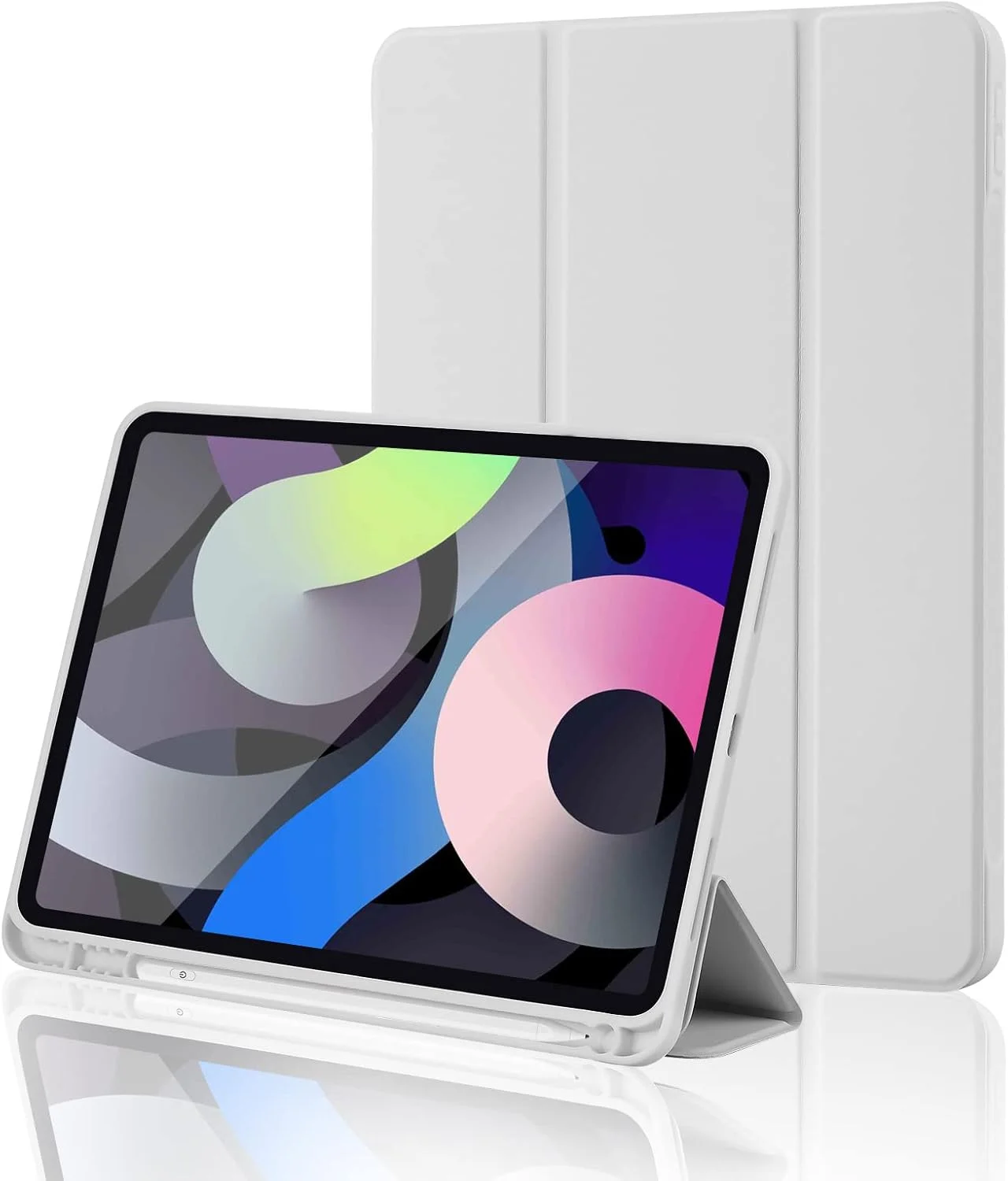 کاور آیپد نسل 10 پالکیتسی با جای قلم 2022، کاور آیپد 10.9 اینچ 2022 چرم PU ممتاز + کاور پشتی TPU نرم با قابلیت خواب/بیدار شدن خودکار، خاکستری