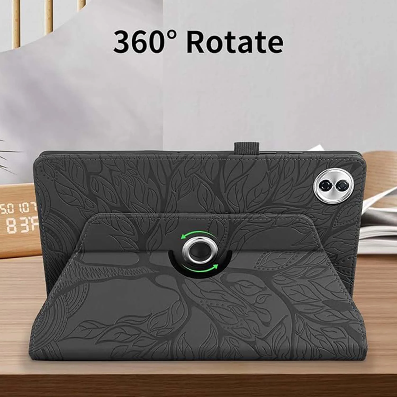 کاور محافظ لوکیون سازگار با آنر پد 10 12.1 اینچ (2025)، چرخش 360 درجه، پایه تاشو، طرح برجسته درخت زندگی
