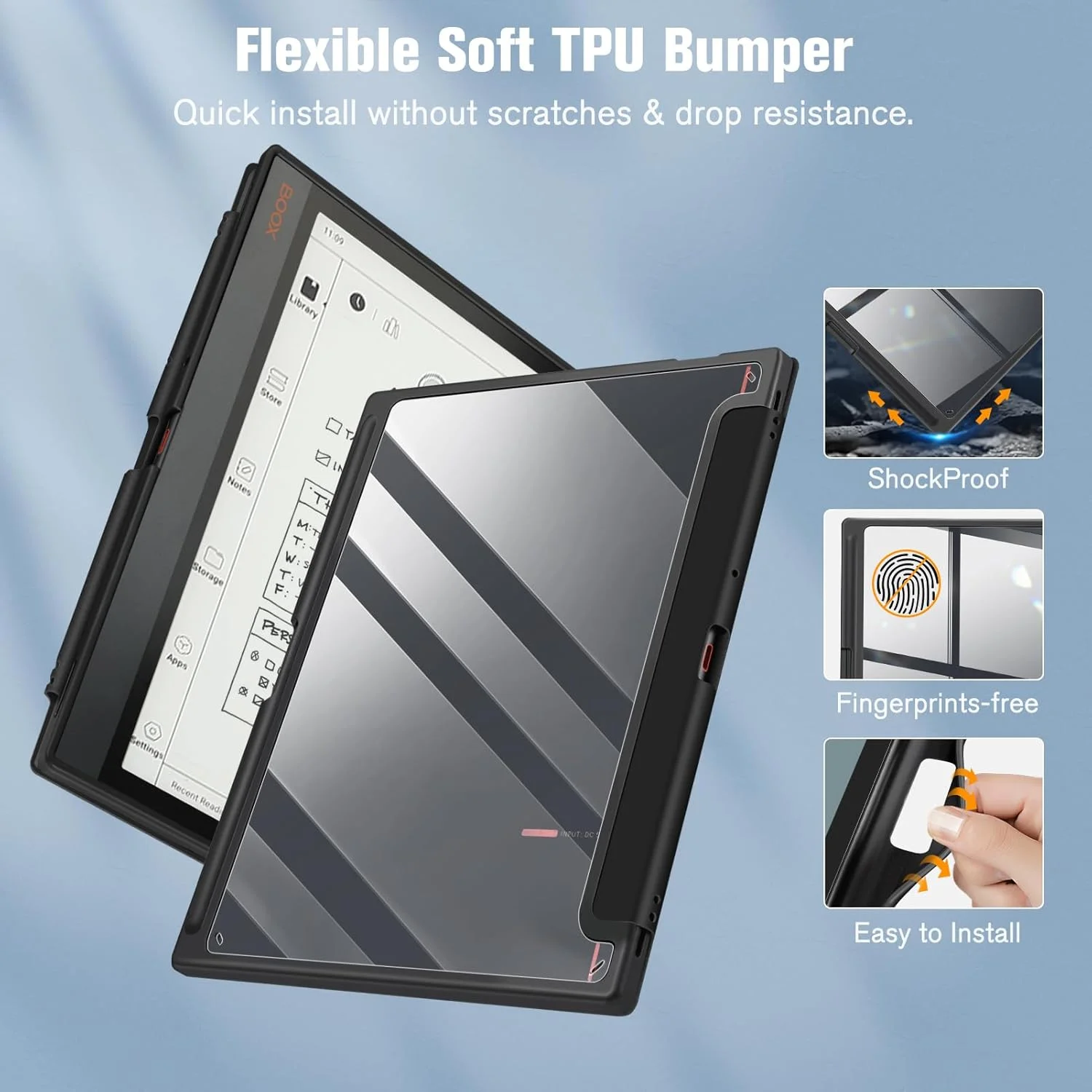 کیف محافظ Fintie برای تبلت 10.3 اینچی BOOX Note Air3 C/Note Air 3 B/W E Ink ePaper 2023 - کاور باریک هیبریدی با [نگهدارنده مداد داخلی] و پشت شفاف، حالت خواب/بیدار خودکار، مشکی