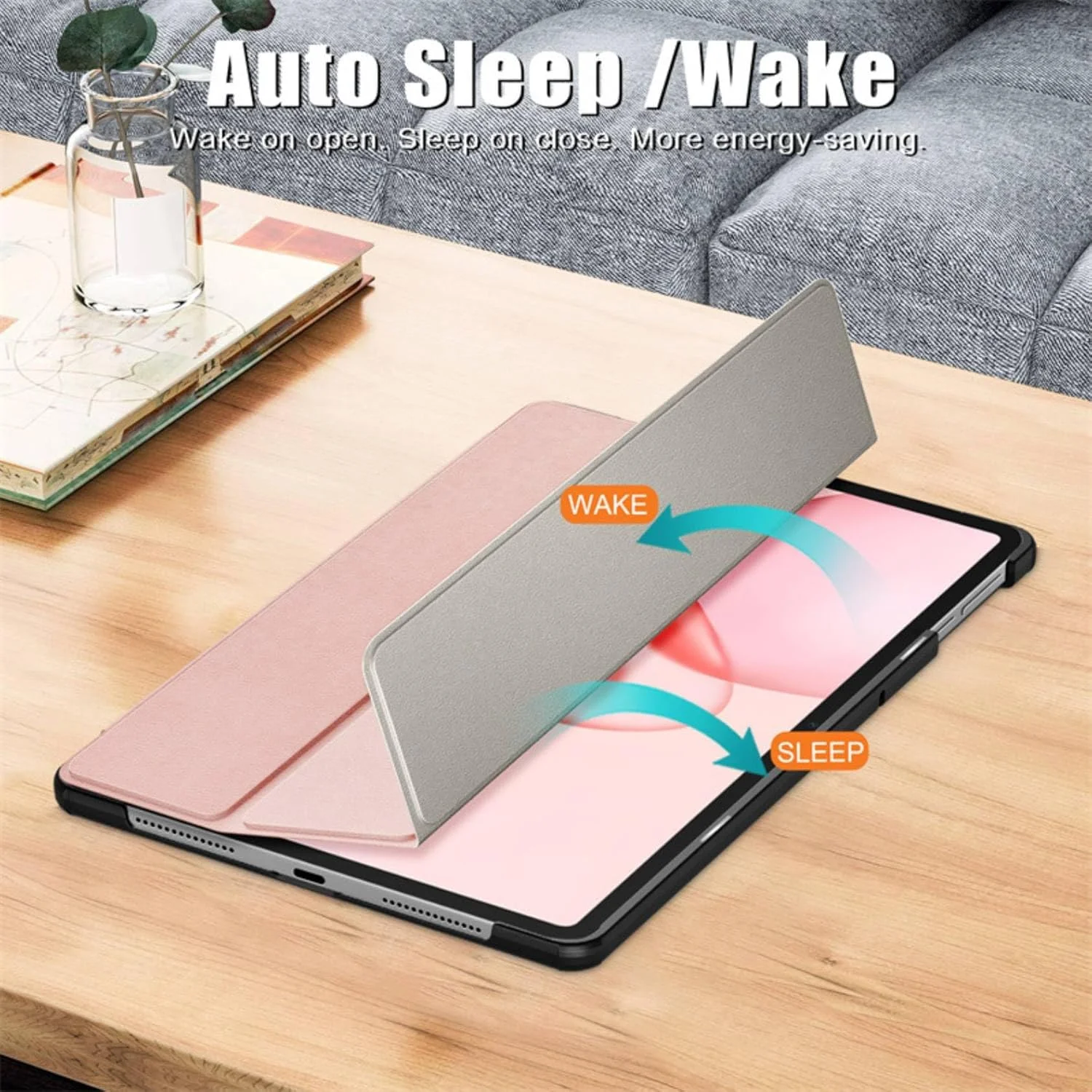 کاور نسلين سازگار با آنر پد 10 مدل 12.1 اینچ 2025، کاور محافظ سه تایی با پشت سخت و عملکرد خواب/بیدار خودکار، کاور محافظ باریک برای آنر پد 10 مدل 12.1 اینچ 2025 (رزگلد)
