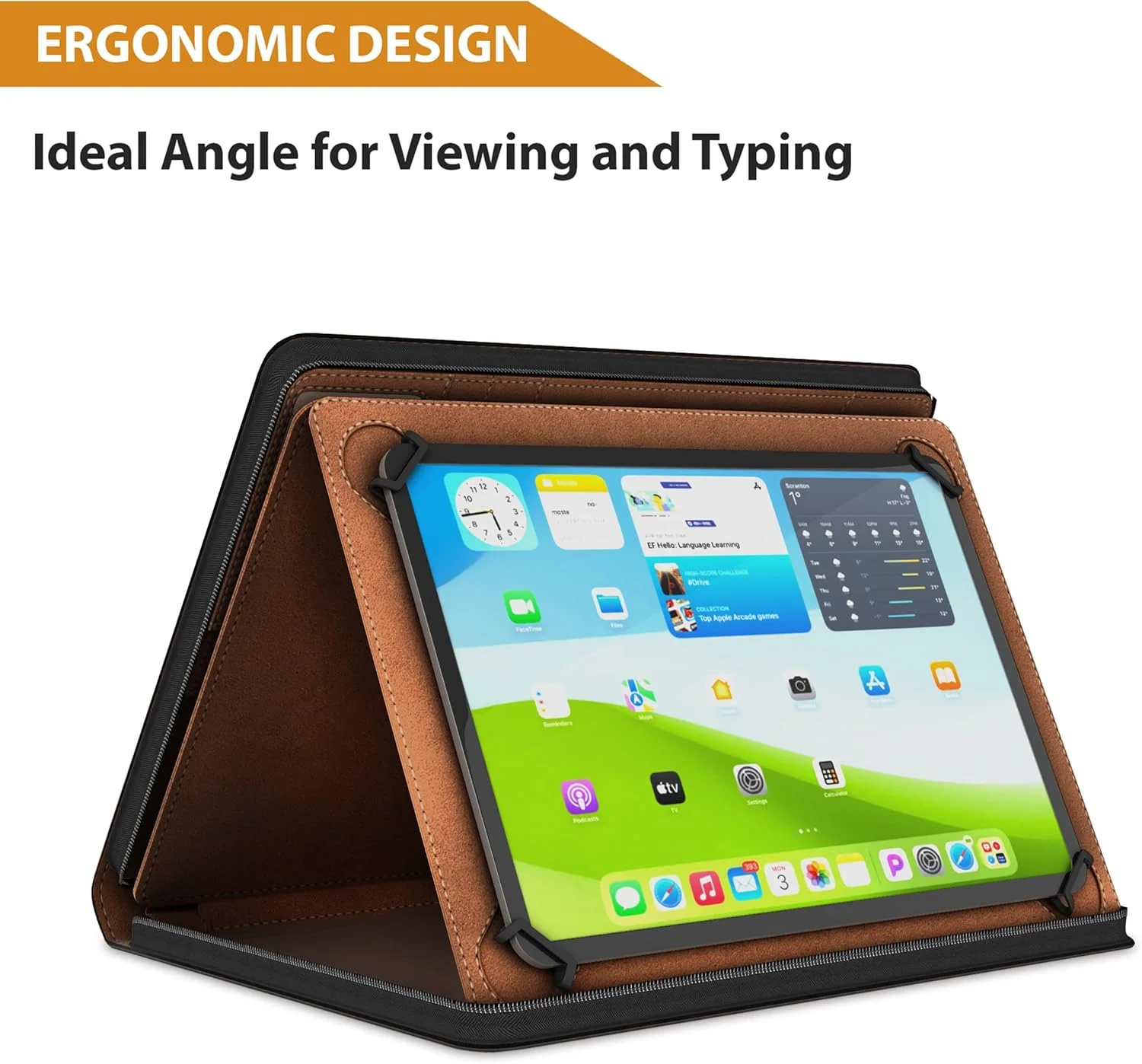 کیف پدفولیو یونیورسال KHOMO - سازمان دهنده پورتفولیو برای تبلت های 8.5 تا 11 اینچی - پوشه نگهدارنده نوت بوک چرمی PU برای آیپد، ایر، پرو و سایر تبلت ها