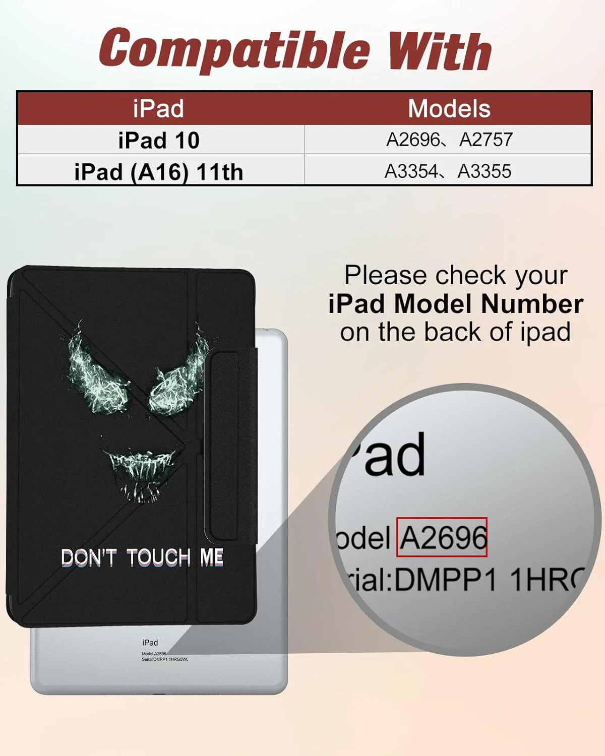 کیف آیپد Miss Adola A16 / کیف نسل 10 - کاور تبلت 10.9 اینچی 2022 با جای قلم برای زنان، پسران، دختران، مردان، طرح های فانتزی، باحال و خنده دار برای آیپد 11 اینچی نسل 11 سال 2025، Duye