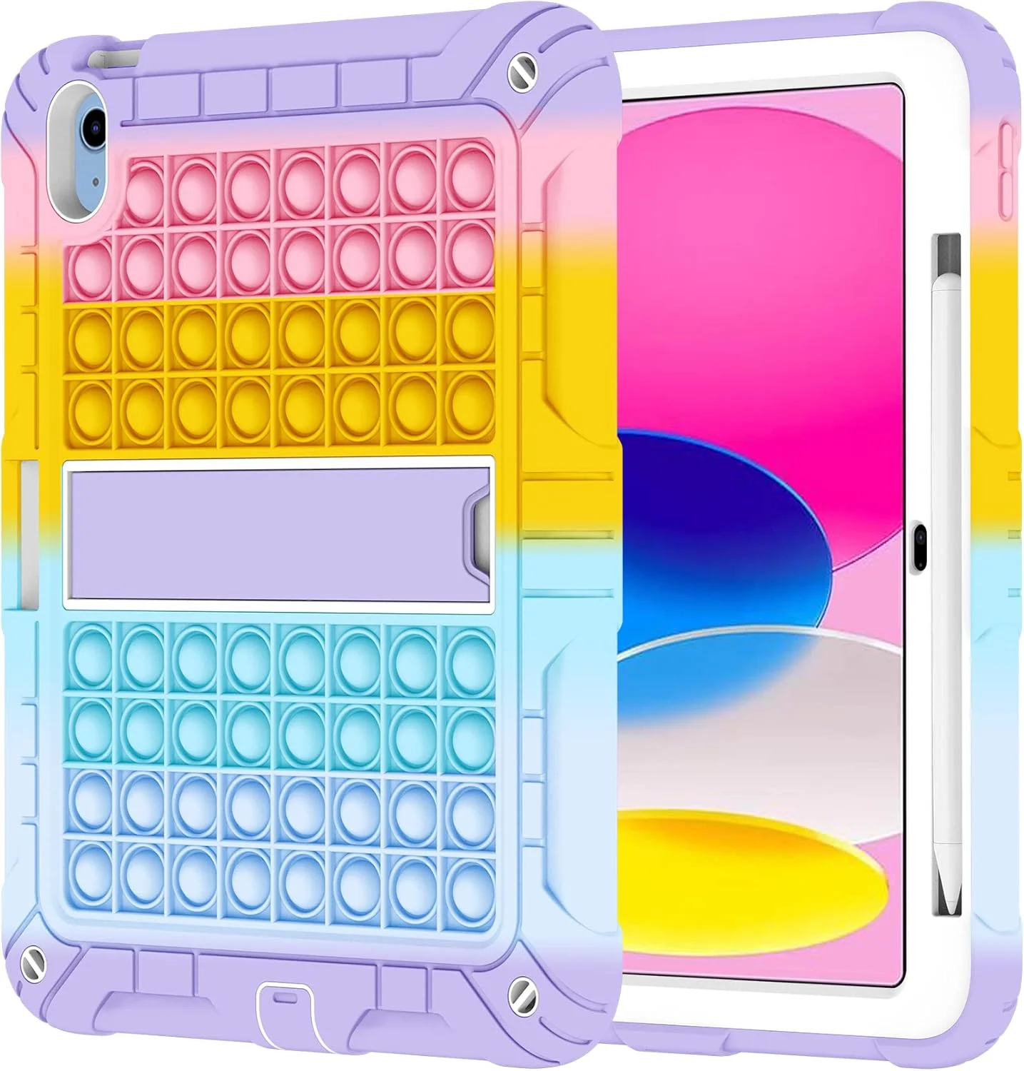 کاور محافظ آیپد 10/11 (A16) نسل دهم 10.9 اینچی 2022/2025 هریز با جای مداد و بند شانه، کاور محافظ ضد ضربه و مقاوم آیپد نسل دهم A2757/A2777 با پایه نگهدارنده مناسب کودکان دختر و پسر