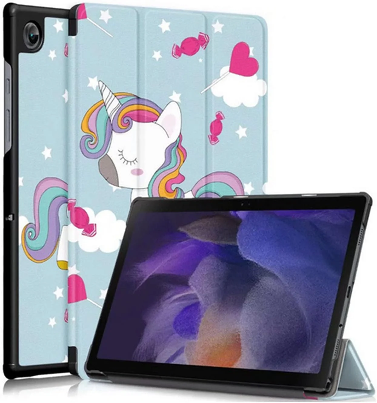 کیف محافظ تبلت سامسونگ گلکسی تب A8 10.5 اینچ (2021) مدل SM-X200 SM-X205، جلد چرمی با پشت PC، استند تاشو، حالت خواب خودکار، کاور هوشمند مغناطیسی