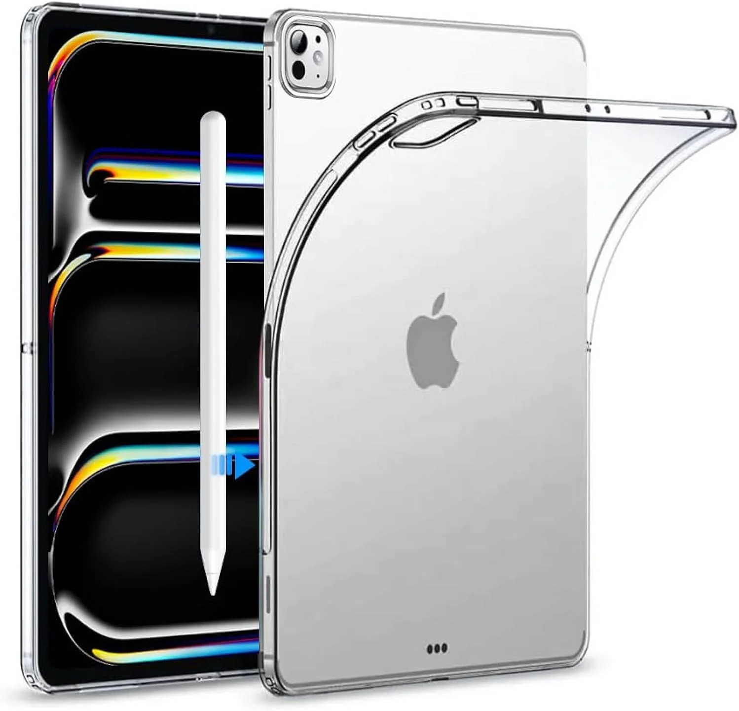 کاور محافظ شفاف T Tersely مناسب برای آیپد پرو 11 اینچ اپل (M4 2024، نسل پنجم)، بامپر TPU باریک و ضد ضربه هیبریدی مناسب برای شارژ بی سیم اپل پنسل پرو/نسل دوم