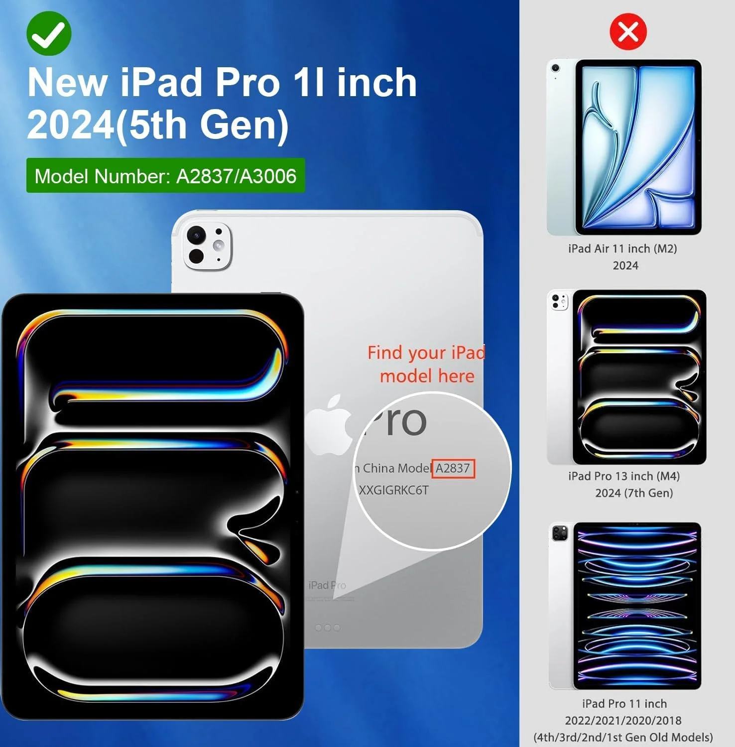 کاور محافظ شفاف T Tersely مناسب برای آیپد پرو 11 اینچ اپل (M4 2024، نسل پنجم)، بامپر TPU باریک و ضد ضربه هیبریدی مناسب برای شارژ بی سیم اپل پنسل پرو/نسل دوم