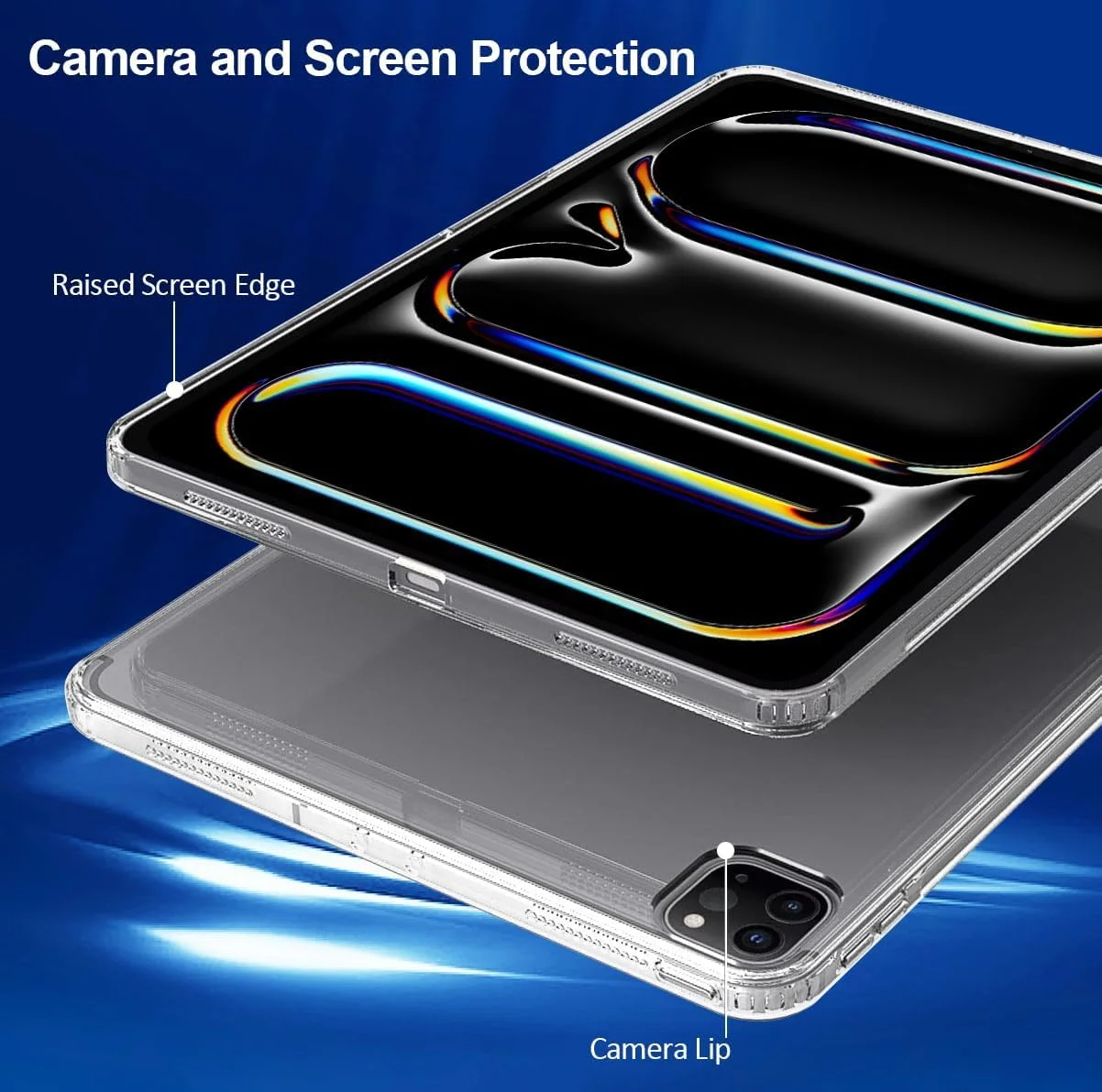 کاور محافظ شفاف T Tersely مناسب برای آیپد پرو 11 اینچ اپل (M4 2024، نسل پنجم)، بامپر TPU باریک و ضد ضربه هیبریدی مناسب برای شارژ بی سیم اپل پنسل پرو/نسل دوم