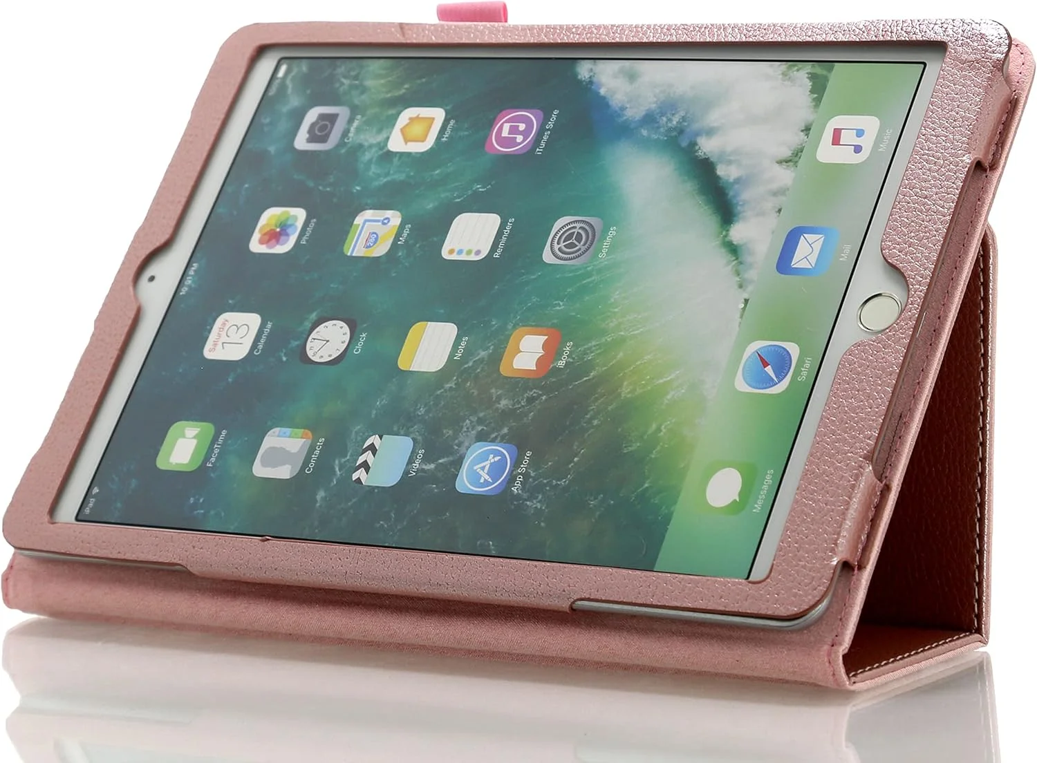 کیف تبلت چرمی PU ساده رزگلد TechDealsUK مناسب برای Apple iPad 9.7 (Apple iPad 9.7 2017 (نسل پنجم))